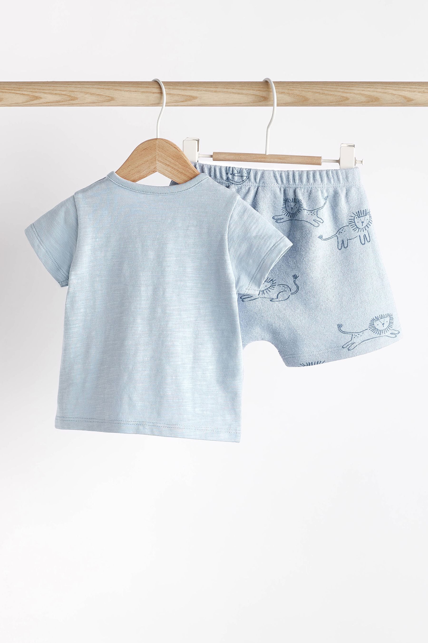 Teal Blue Lion Baby 100% Cotton T-Shirt And Shorts 2 Piece Set