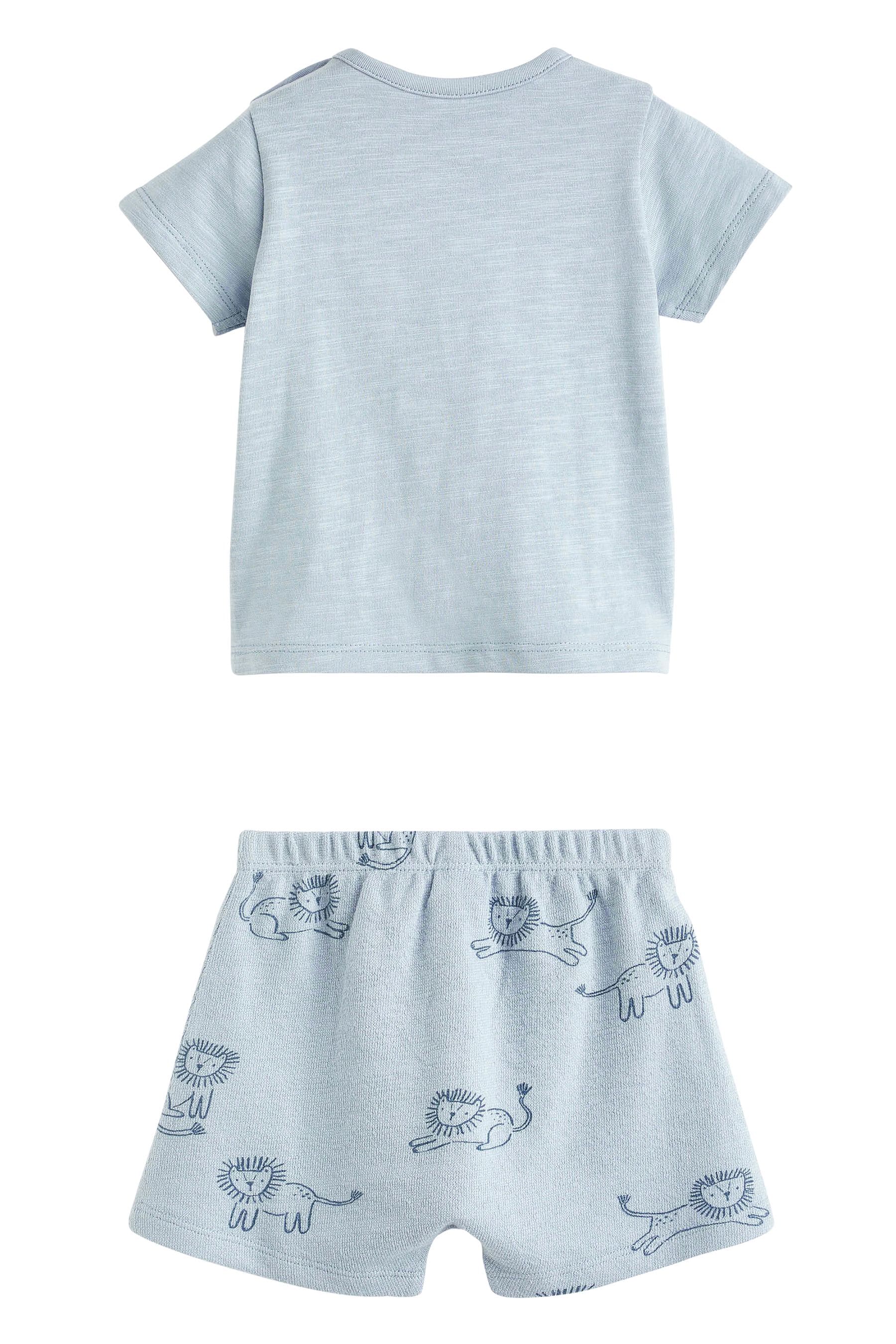 Teal Blue Lion Baby 100% Cotton T-Shirt And Shorts 2 Piece Set