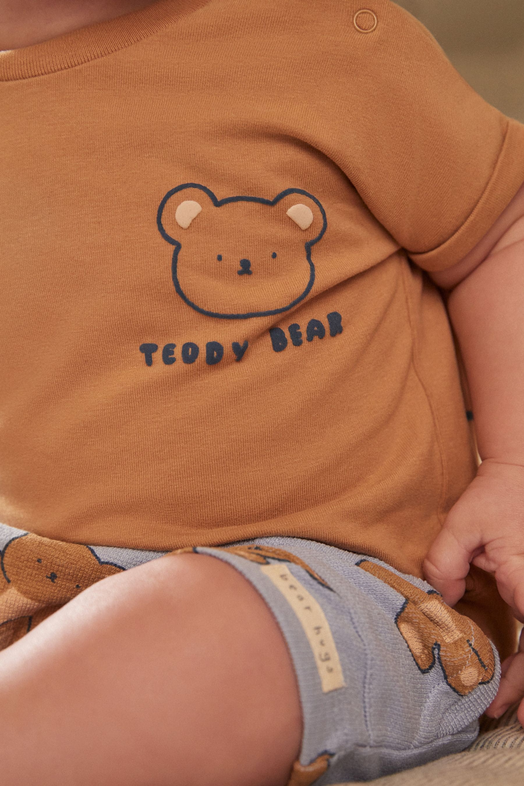 Navy/Brown Bear Baby T-Shirt And Shorts 2 Piece Set