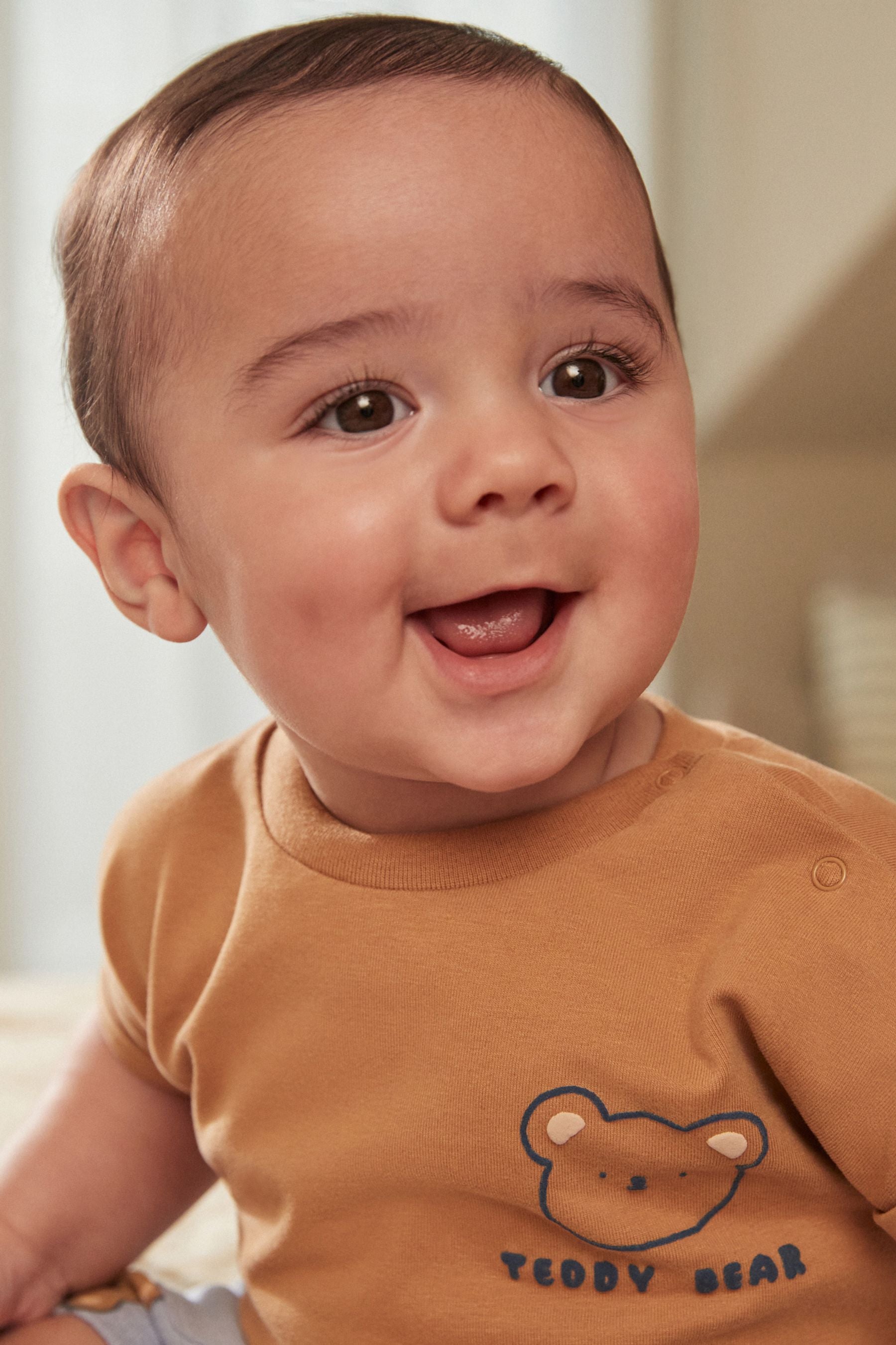 Navy/Brown Bear Baby T-Shirt And Shorts 2 Piece Set