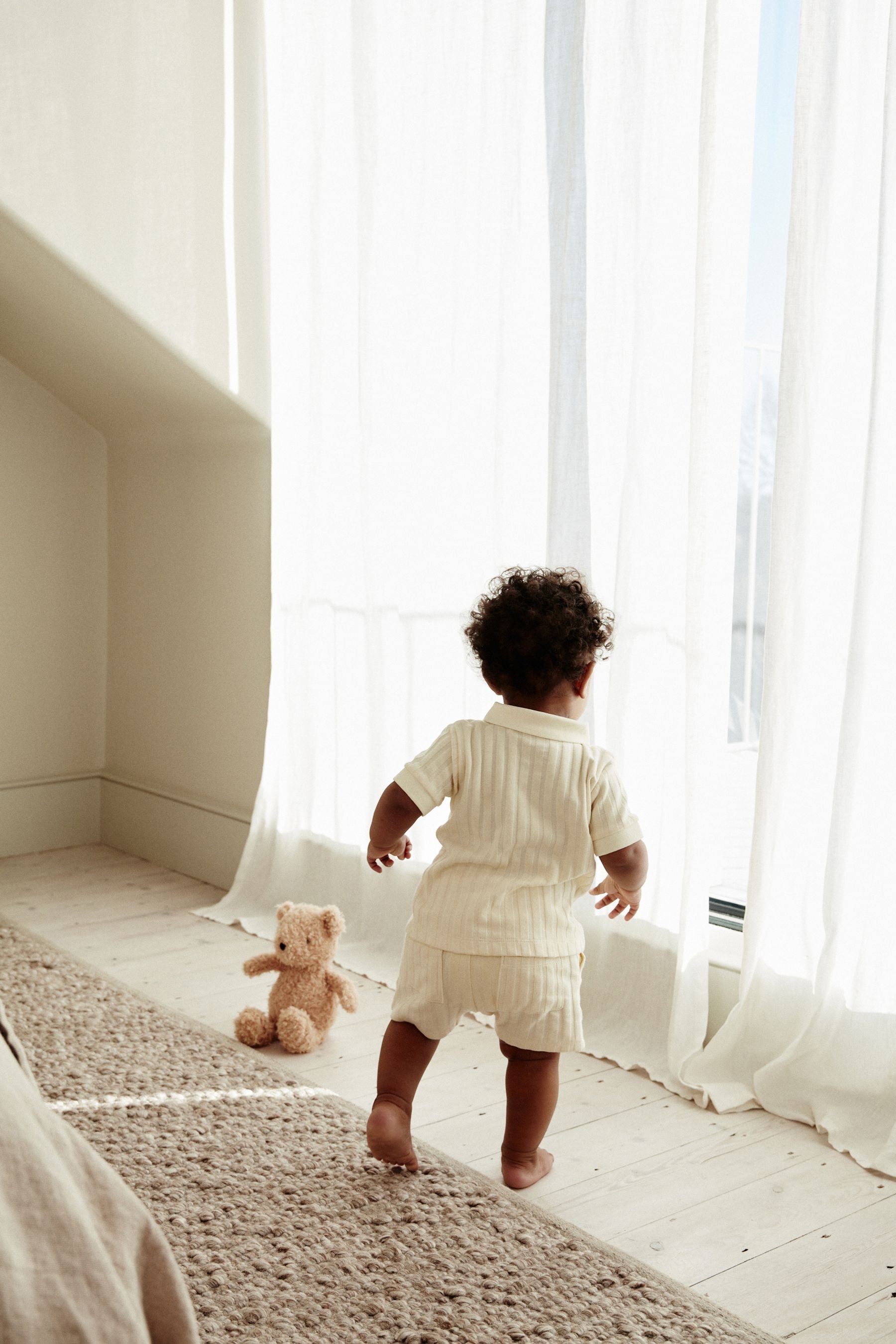 Cream Ribbed Top and Shorts Baby Set