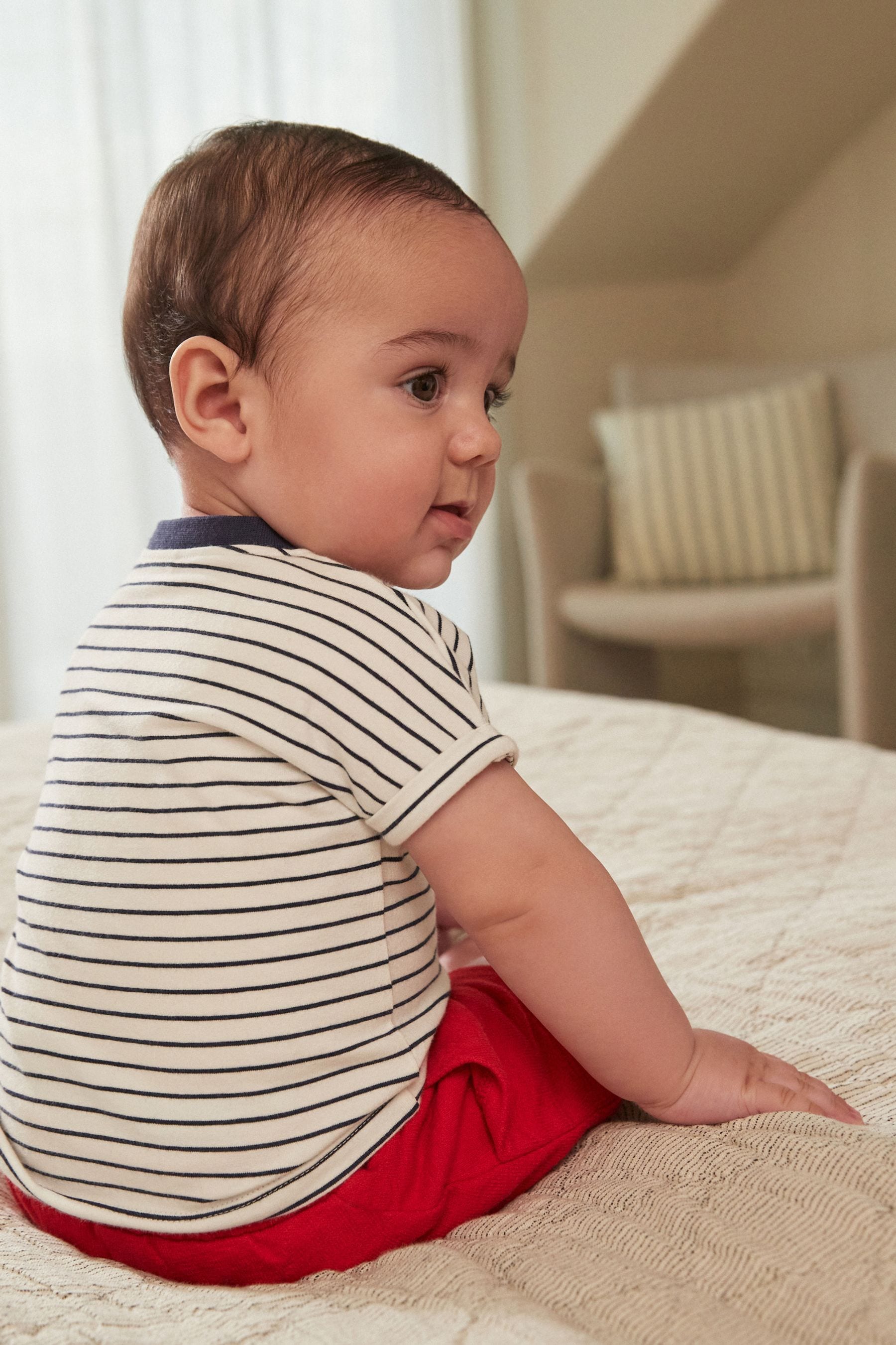 Red/Blue Nautical Baby T-Shirt And Shorts 2 Piece Set