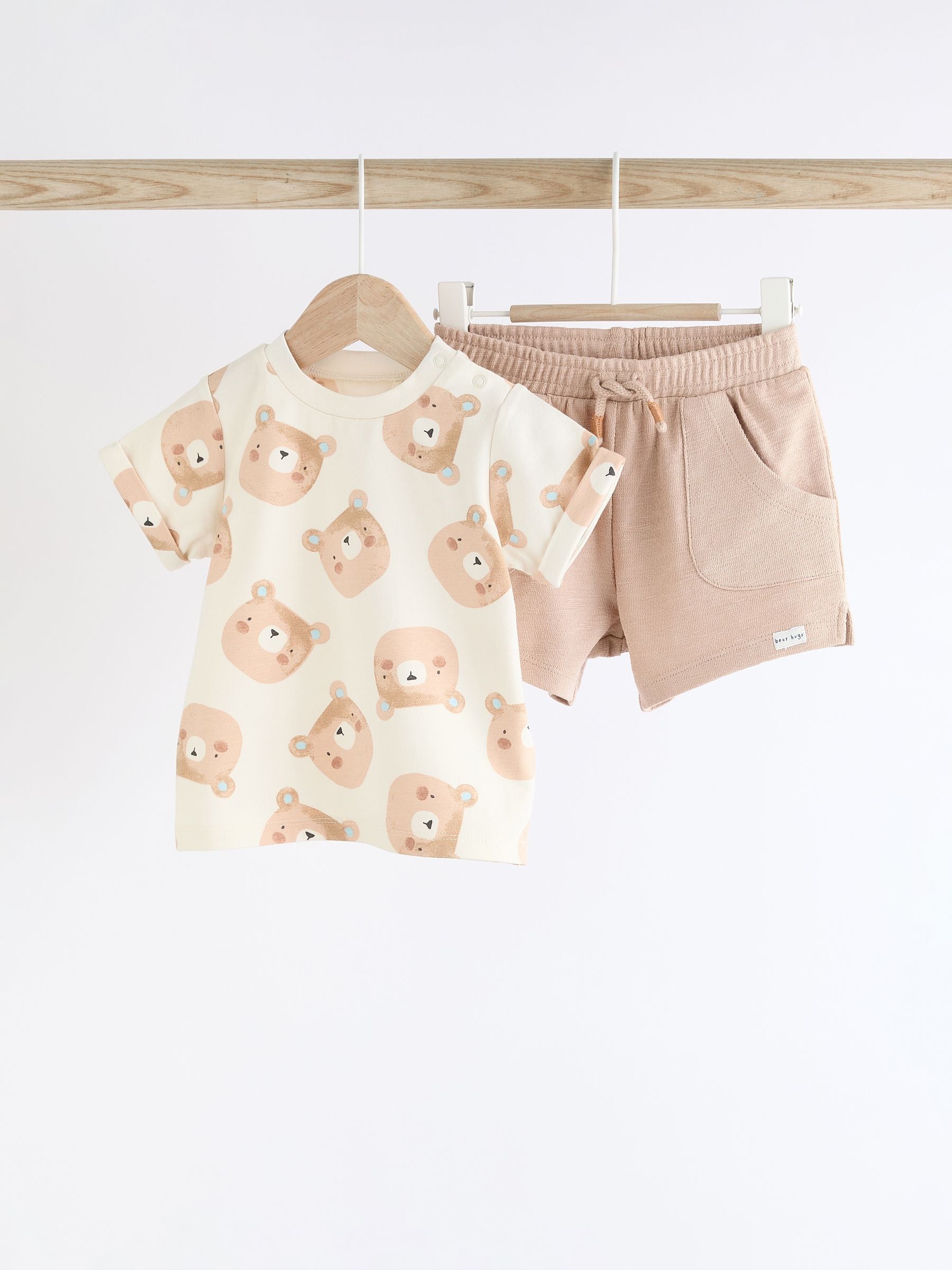 Neutral Bear Baby 100% Cotton T-Shirt And Shorts 2 Piece Set