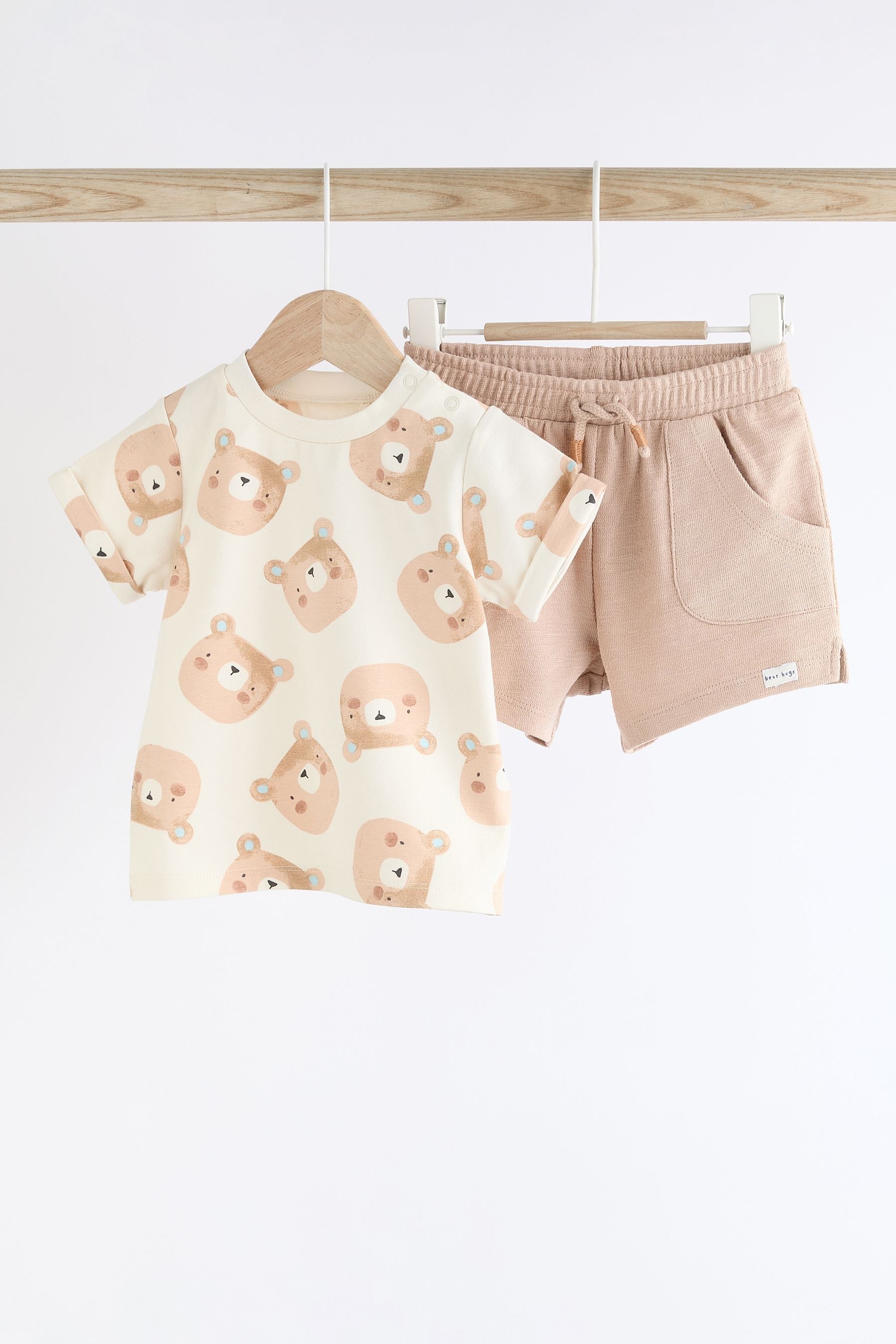 Neutral Bear Baby T-Shirt And Shorts 2 Piece Set