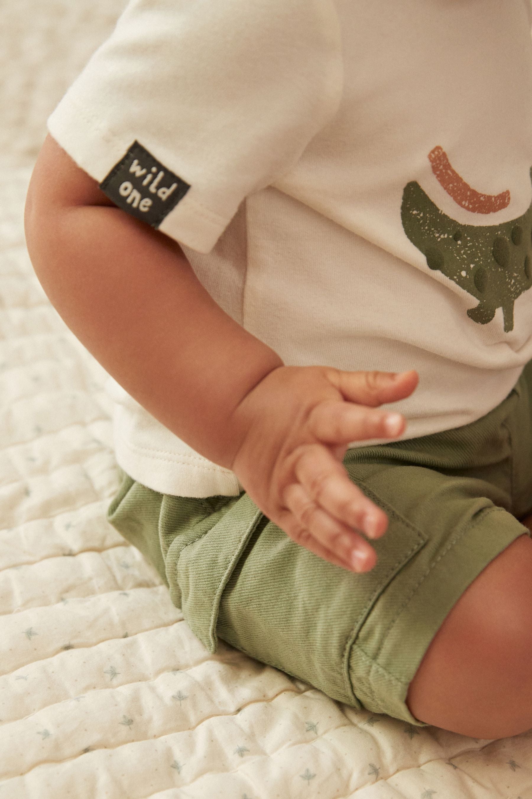 Sage Green Croc Baby T-Shirt and Shorts 2 Piece Set