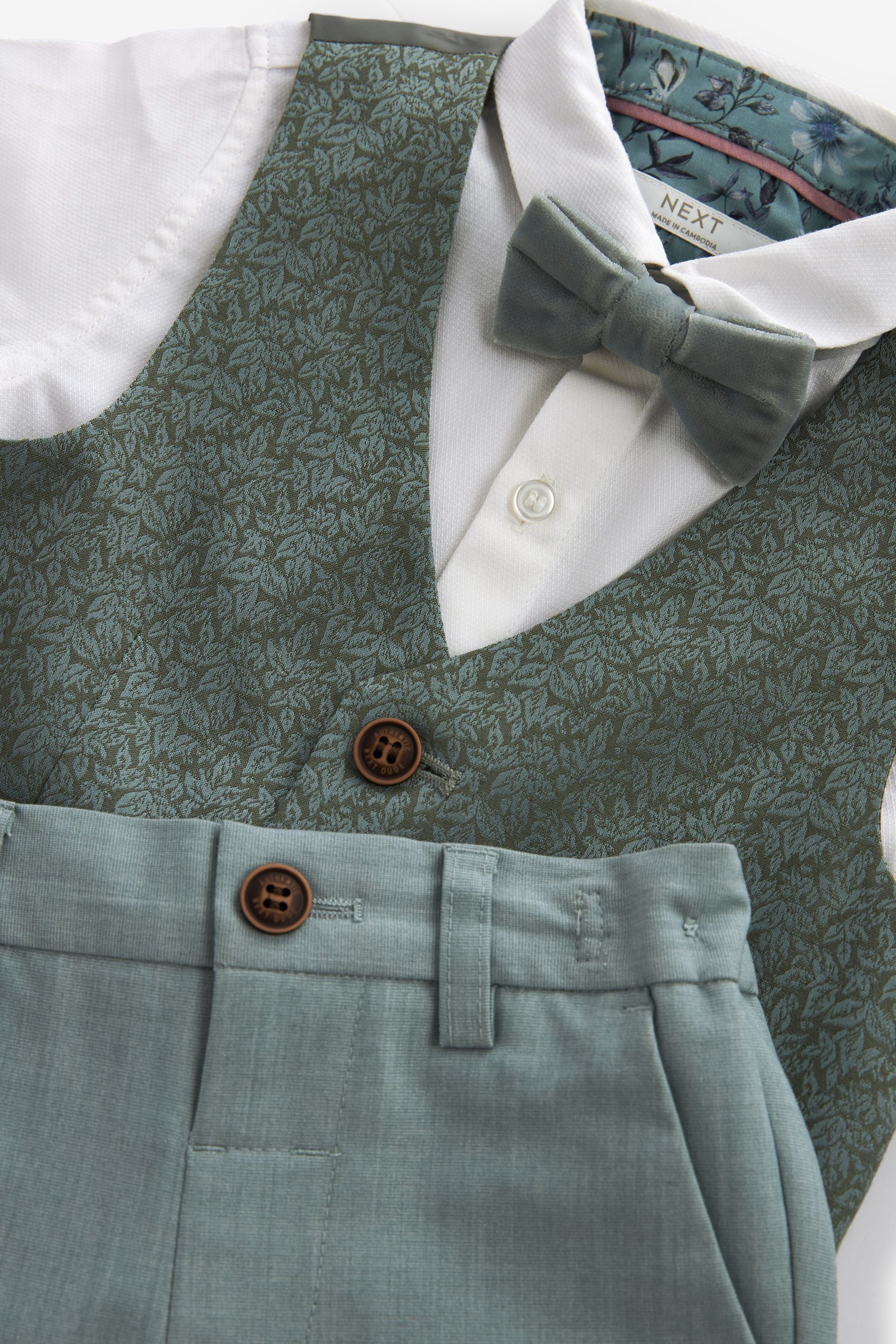 Mint Green Waistcoat, Shirt, Short & Bow Tie Set (3mths-9yrs)