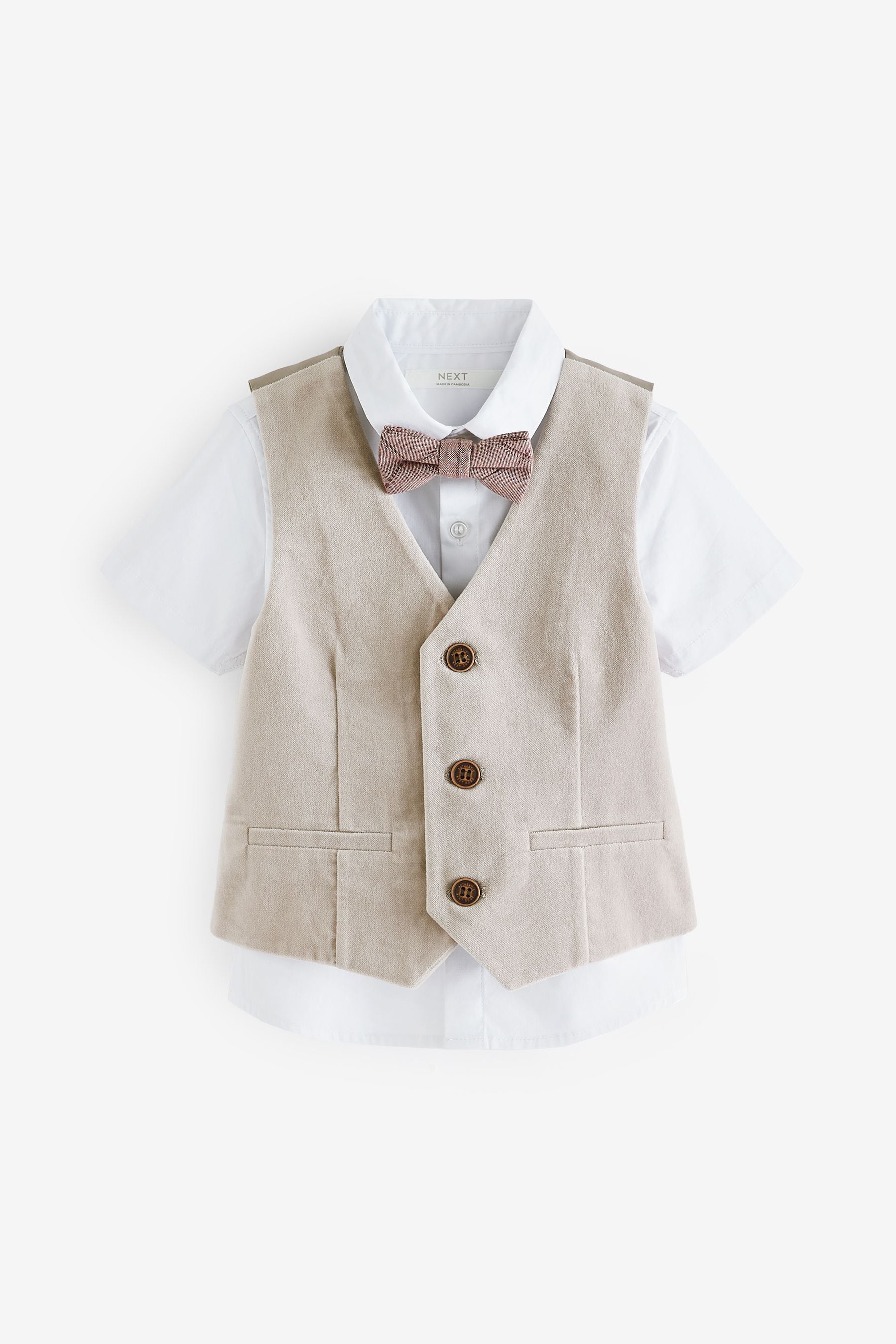 Neutral Waistcoat, Shirt and Bowtie Set (3mths-9yrs)