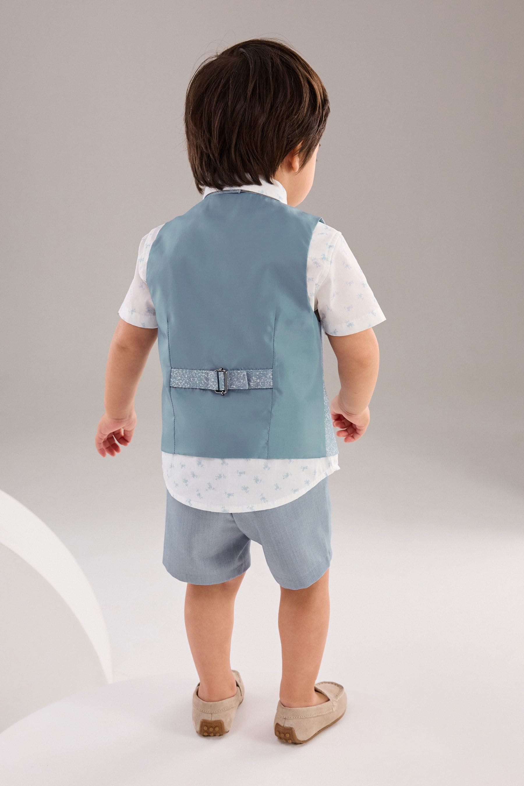 Blue Opulent Waistcoat, Shirt, Short & Bow Tie Set (3mths-9yrs)