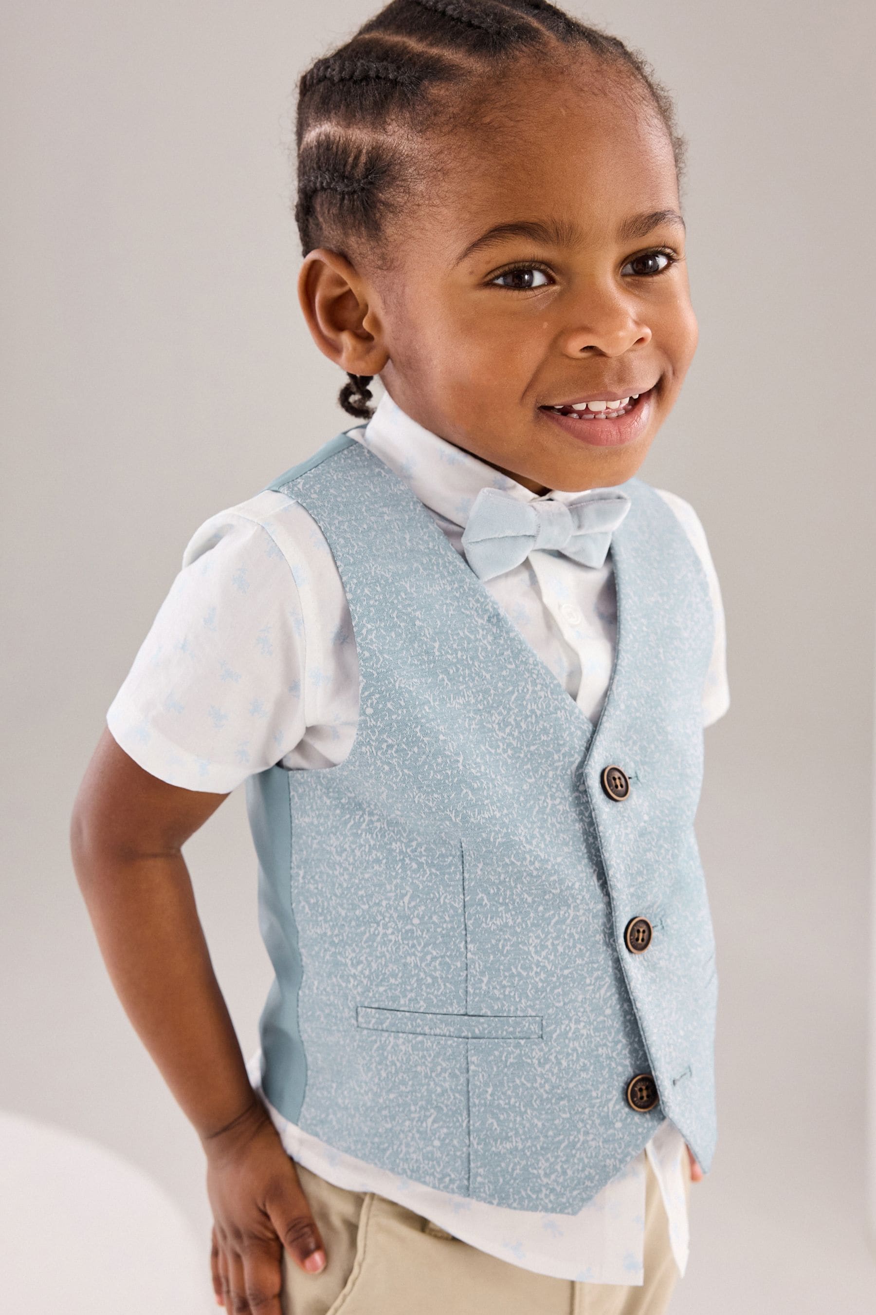 Blue Waistcoat, Shirt and Bowtie Set (3mths-9yrs)