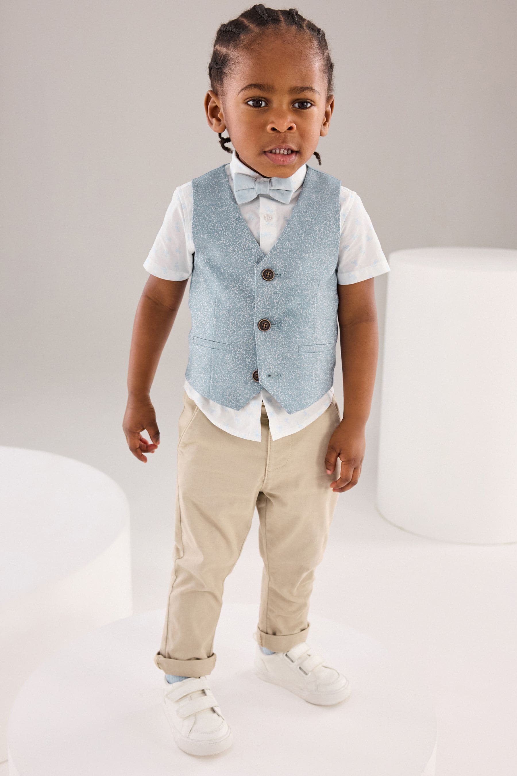 Blue Waistcoat, Shirt and Bowtie Set (3mths-9yrs)