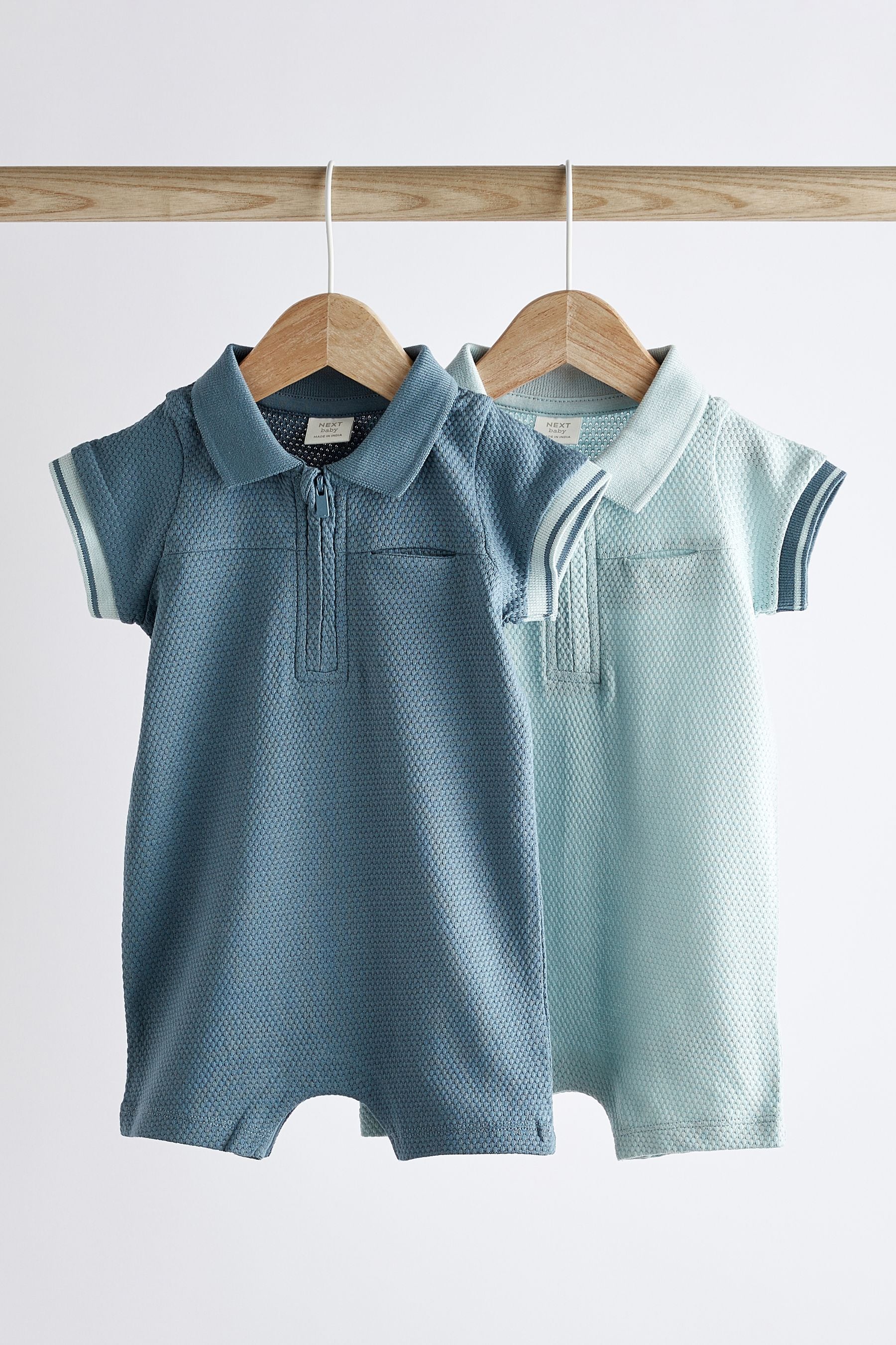 Blue Collar Jersey 100% Cotton Rompers 2 Pack