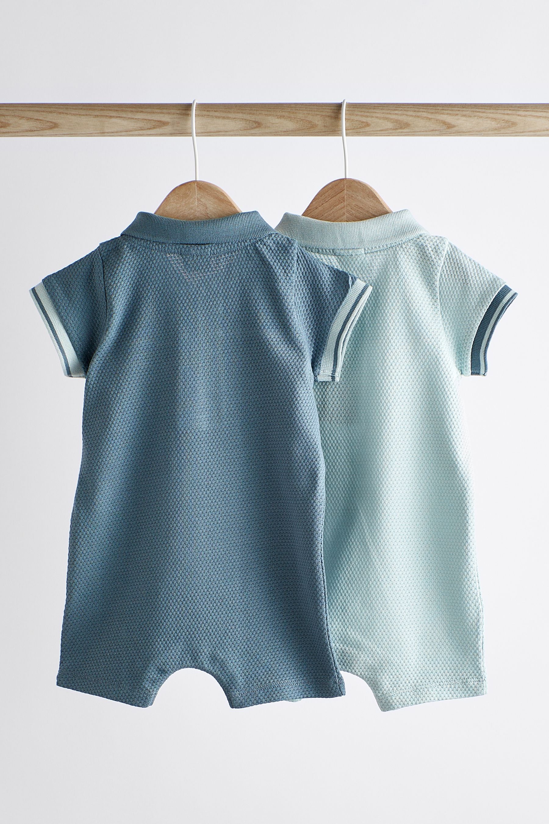 Blue Collar Jersey 100% Cotton Rompers 2 Pack