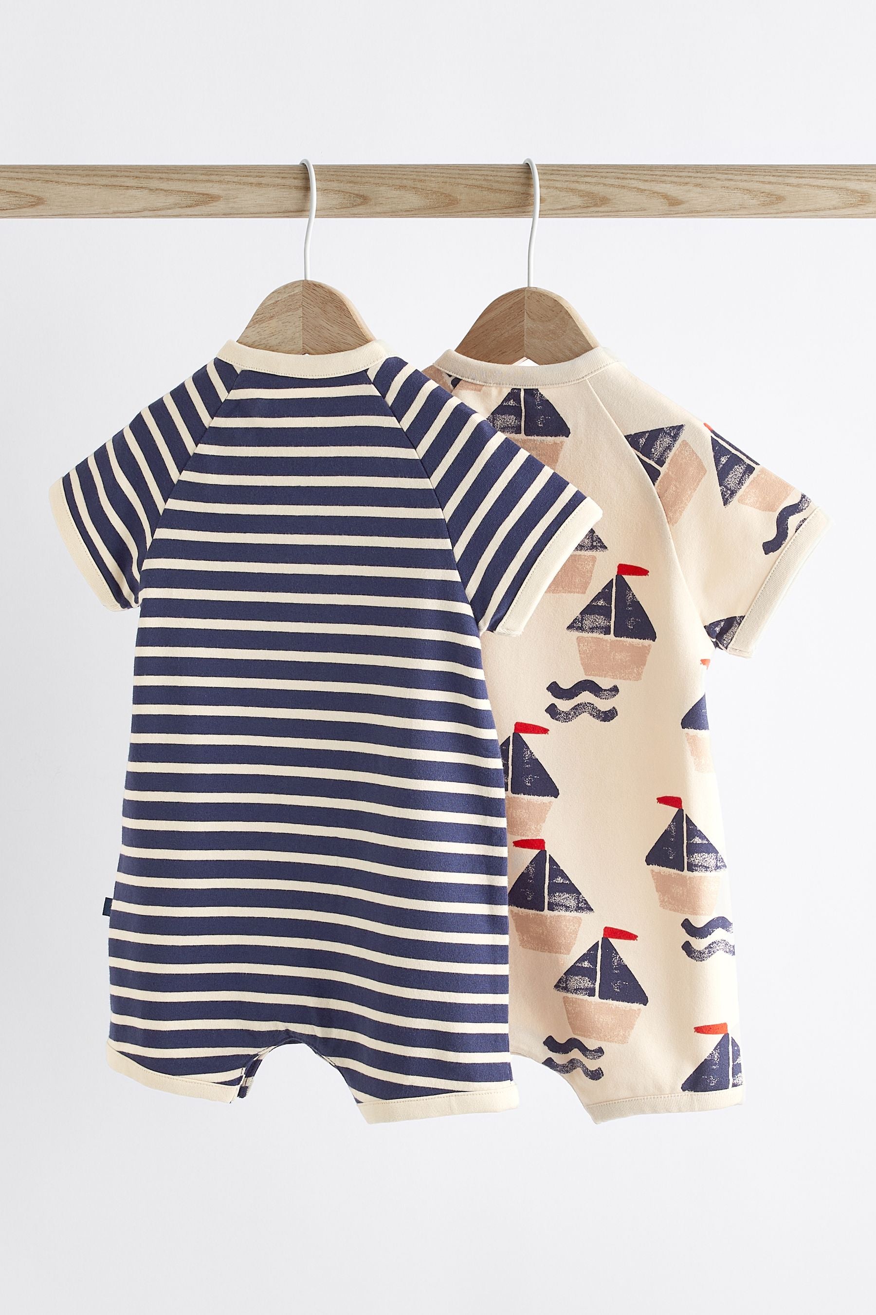 Blue/Red Boat Jersey Baby Rompers 2 Pack