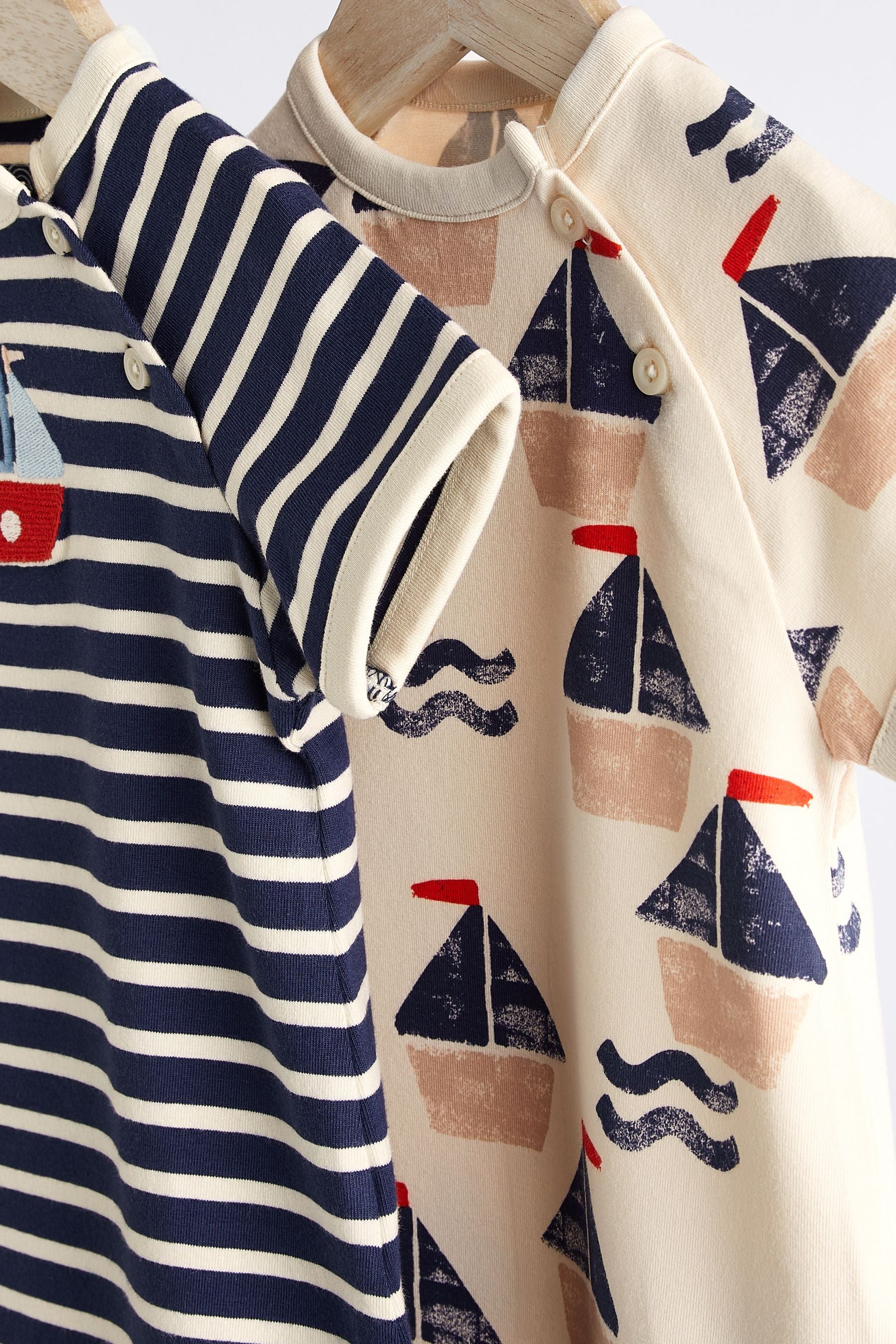 Blue/Red Boat Jersey Baby Rompers 2 Pack