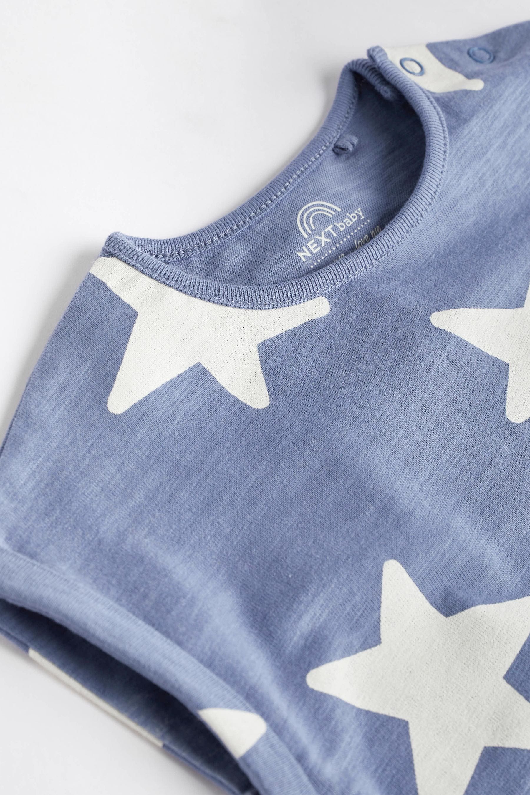 Teal Blue Star Baby Jersey 100% Cotton Rompers 4 Pack