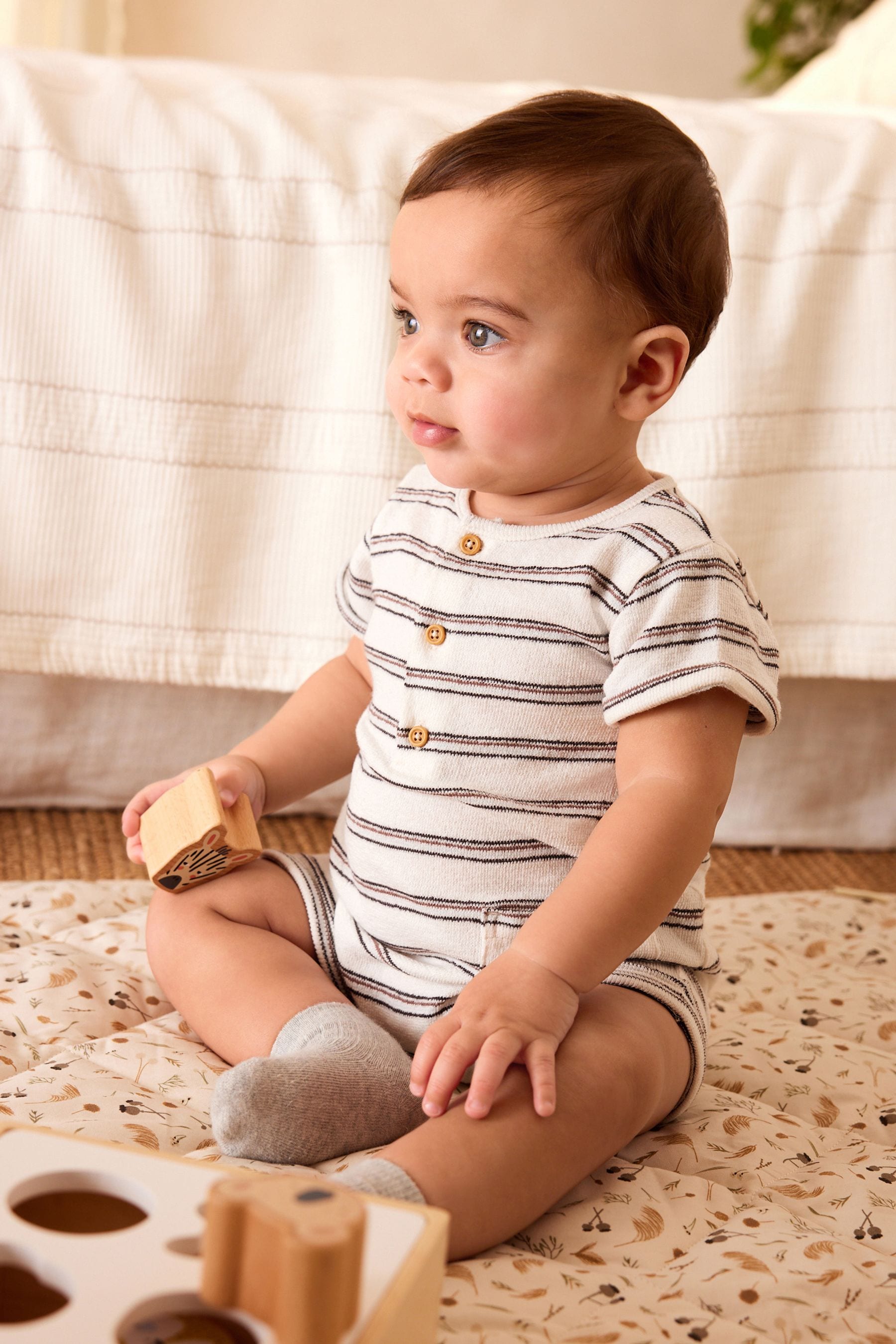 Monochrome Stripe Baby Jersey Romper