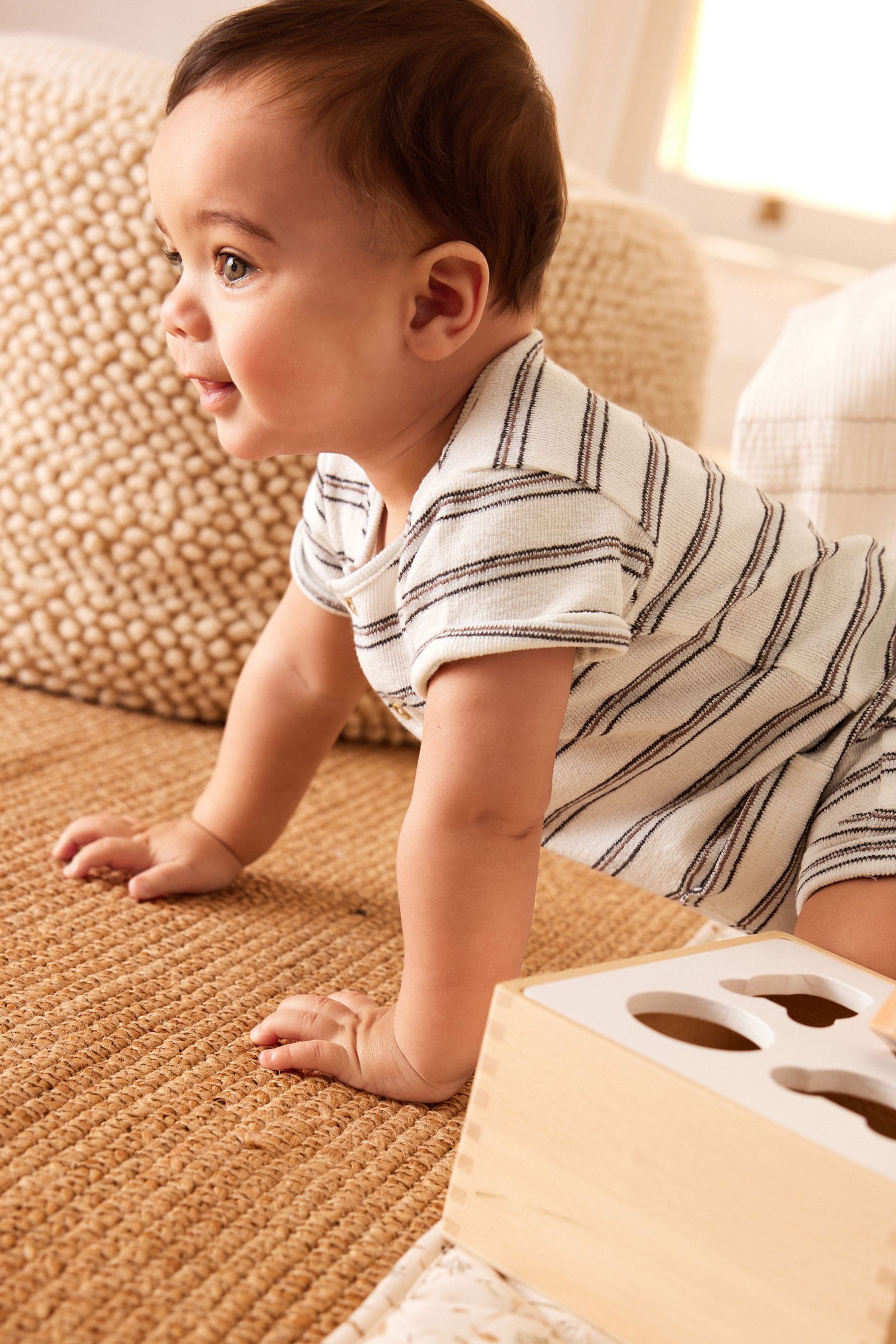 Monochrome Stripe Baby Jersey Romper