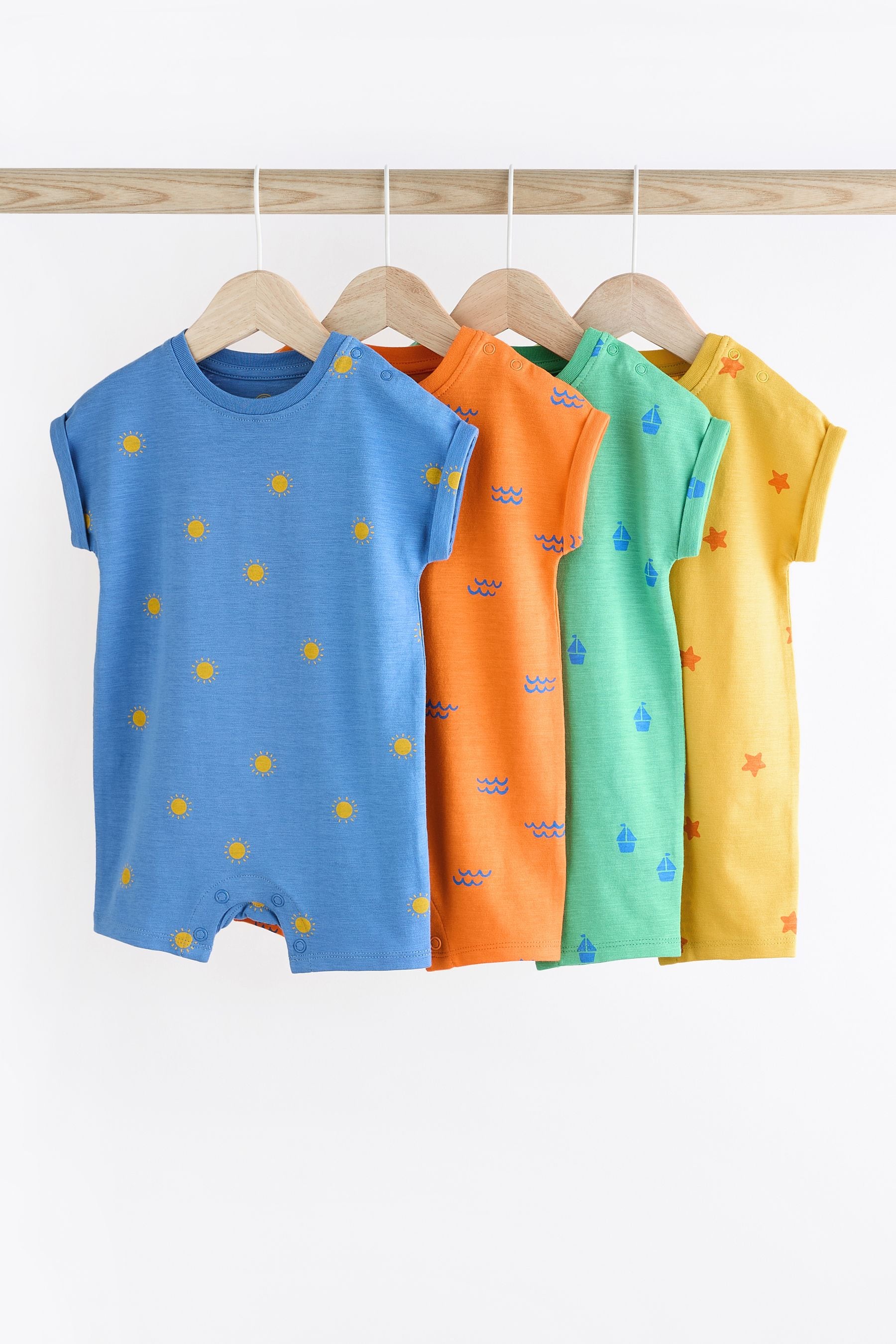 Multi Bright Baby Jersey Rompers 4 Pack