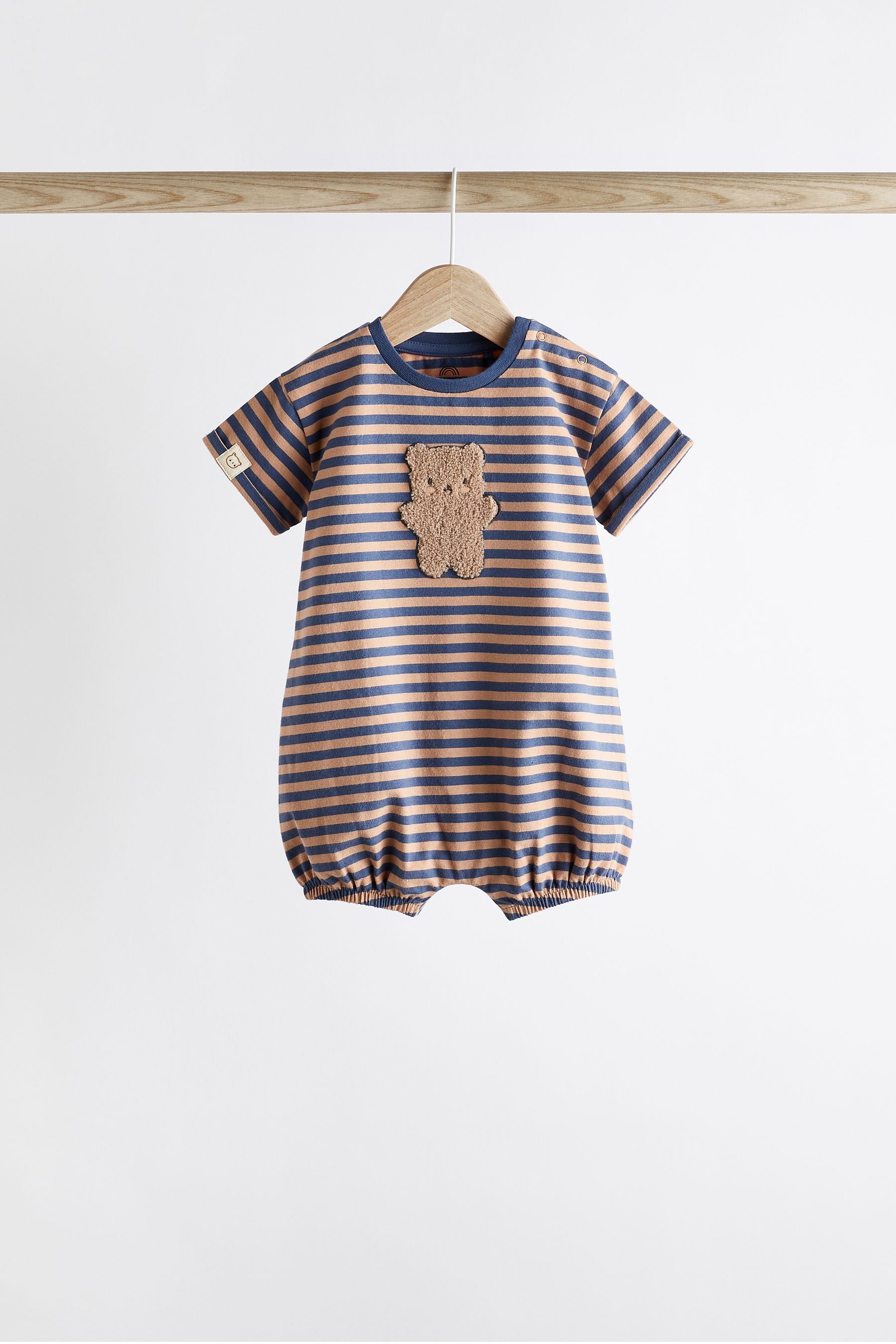 Navy Blue/Brown Bear Baby Jersey Rompers 3 Pack