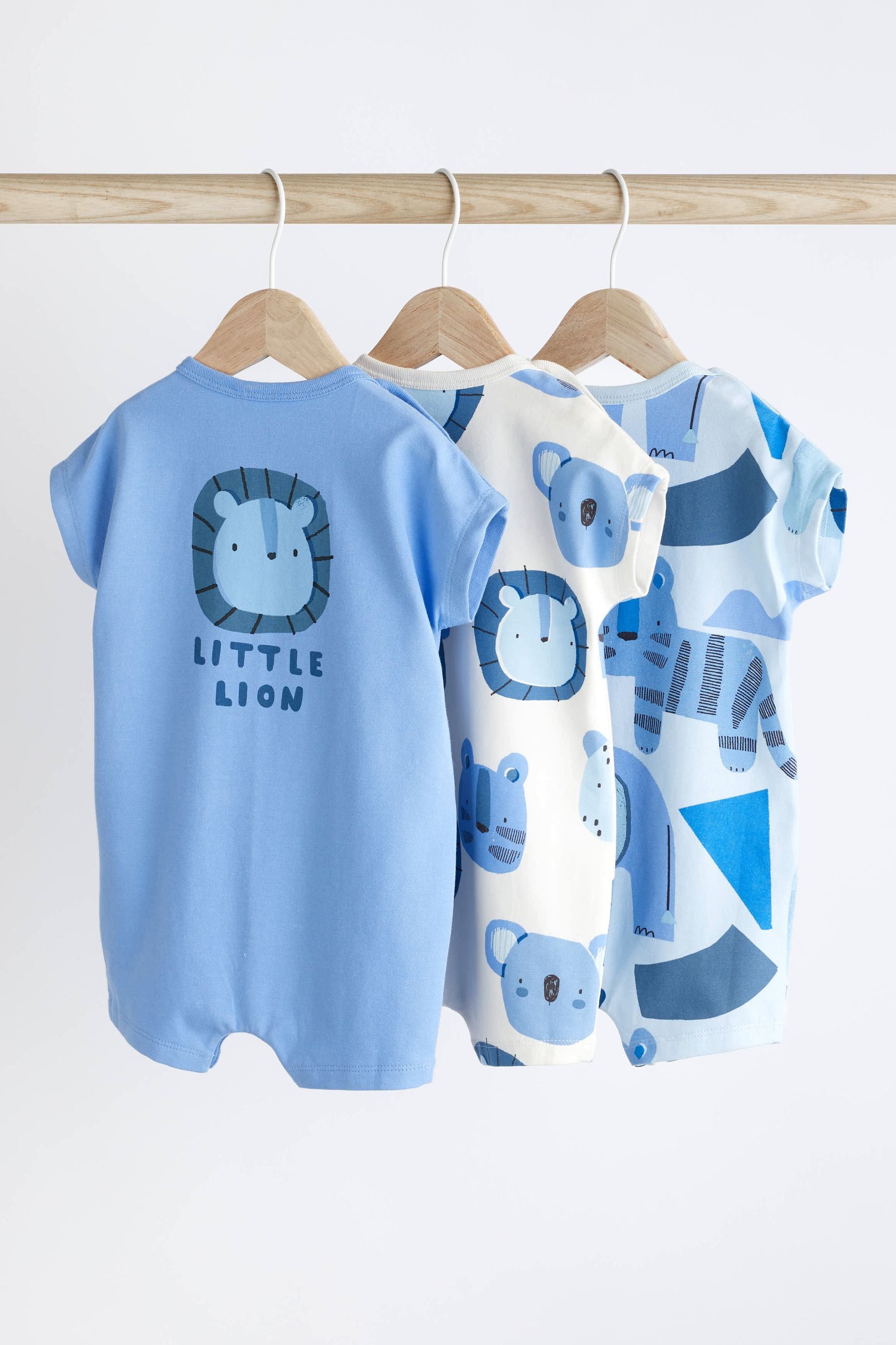 Blue Character Baby Jersey 100% Cotton Rompers 3 Pack