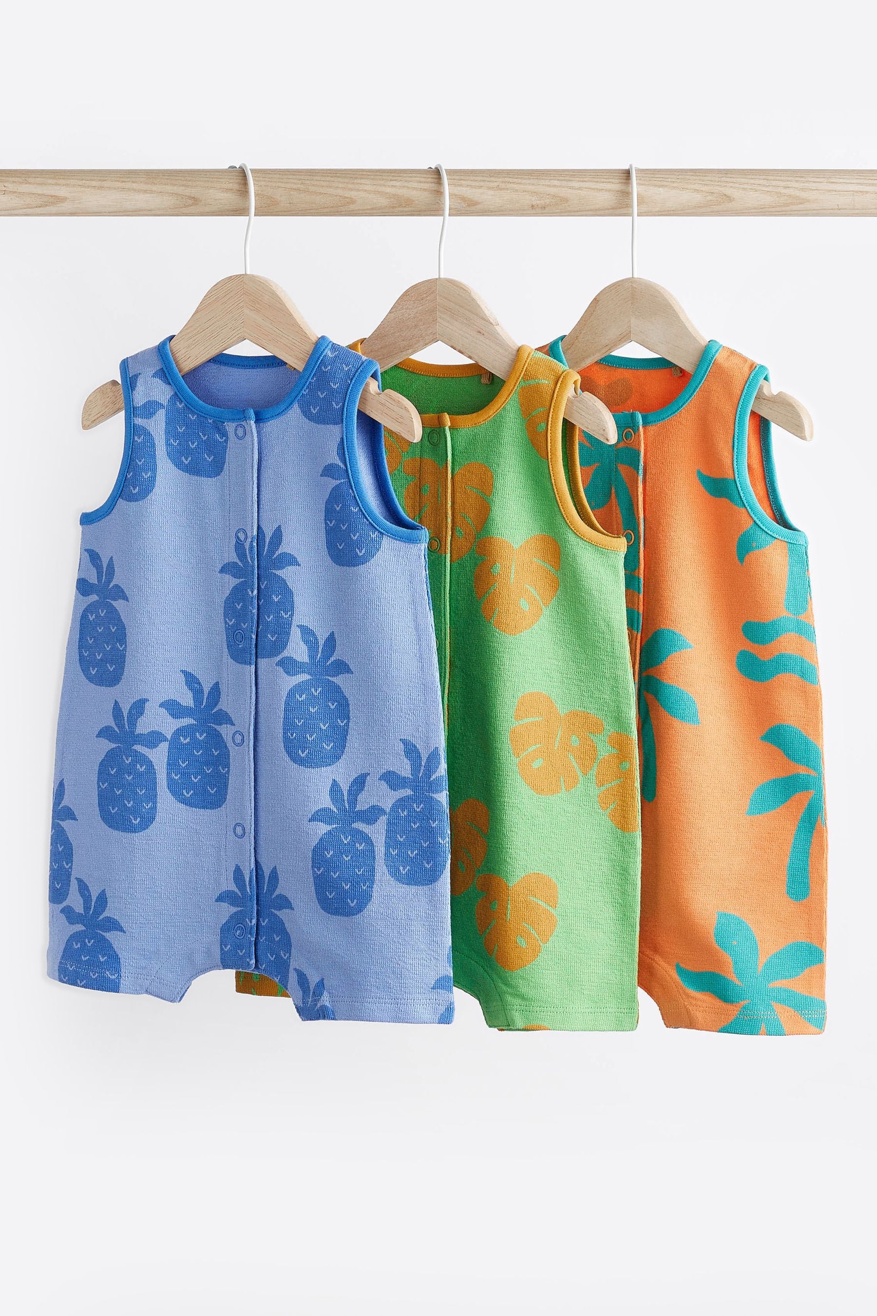 Bright Palm Baby Jersey Vest Rompers 3 Pack