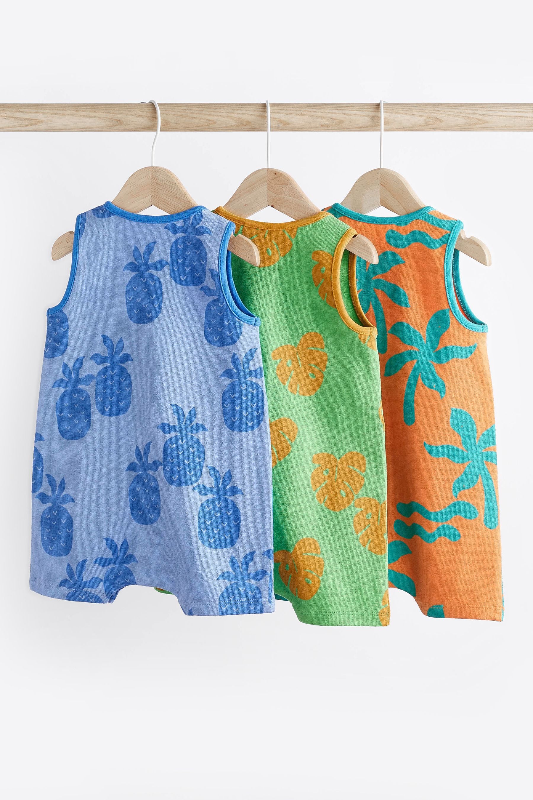 Bright Palm Baby Jersey Vest Rompers 3 Pack