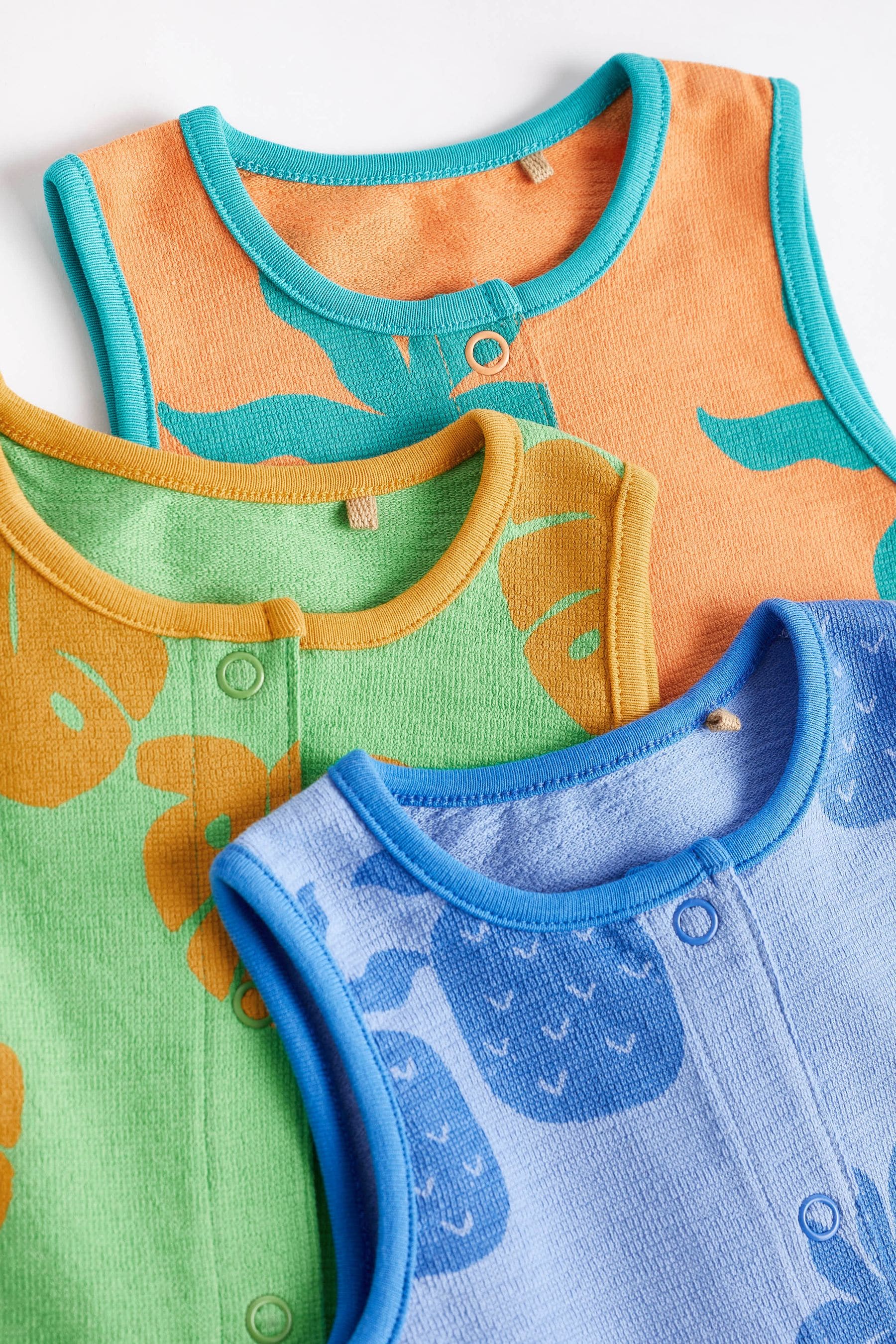 Bright Palm Baby Jersey Vest Rompers 3 Pack