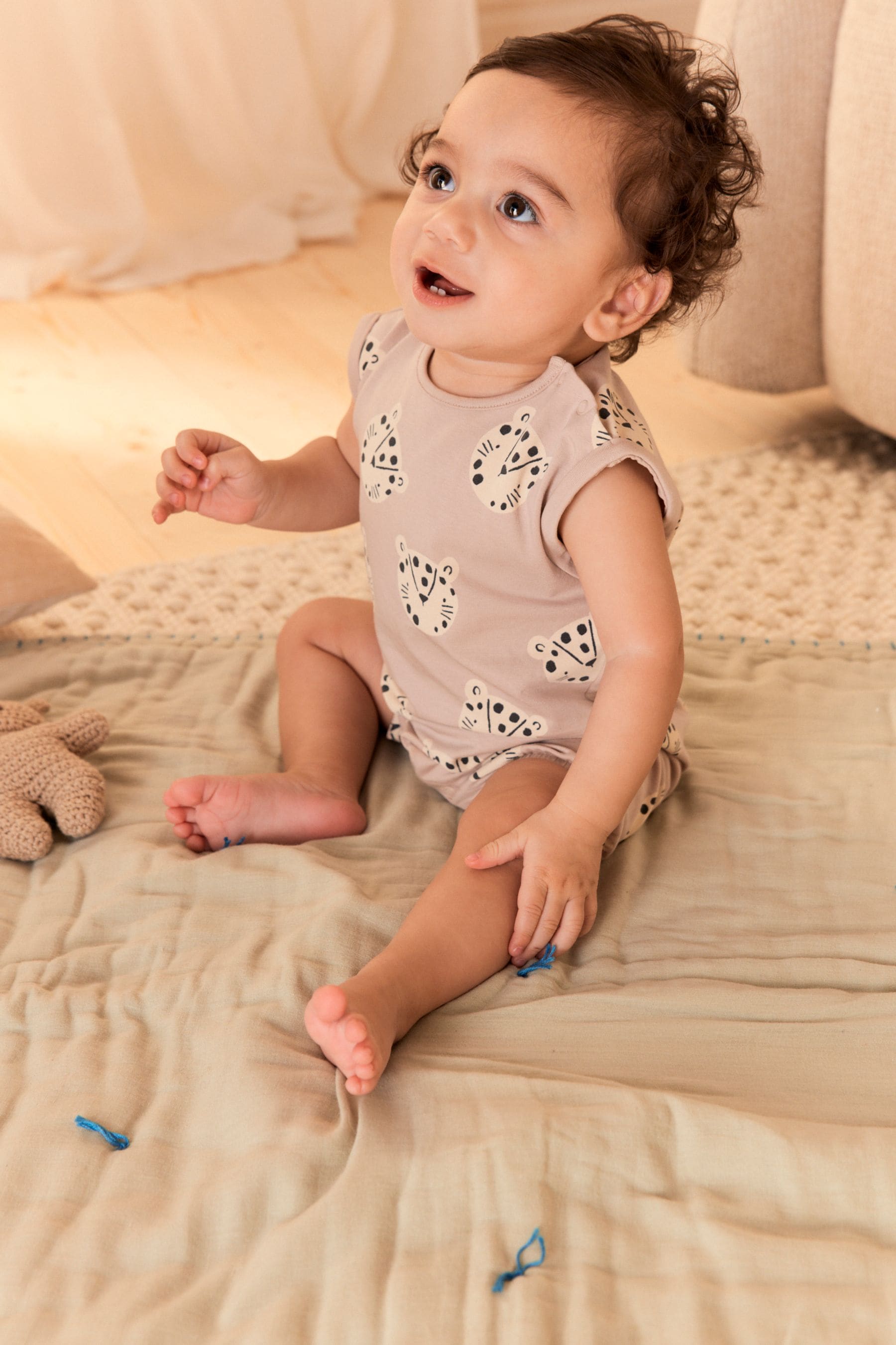 Neutral Cheetah Baby Jersey Romper