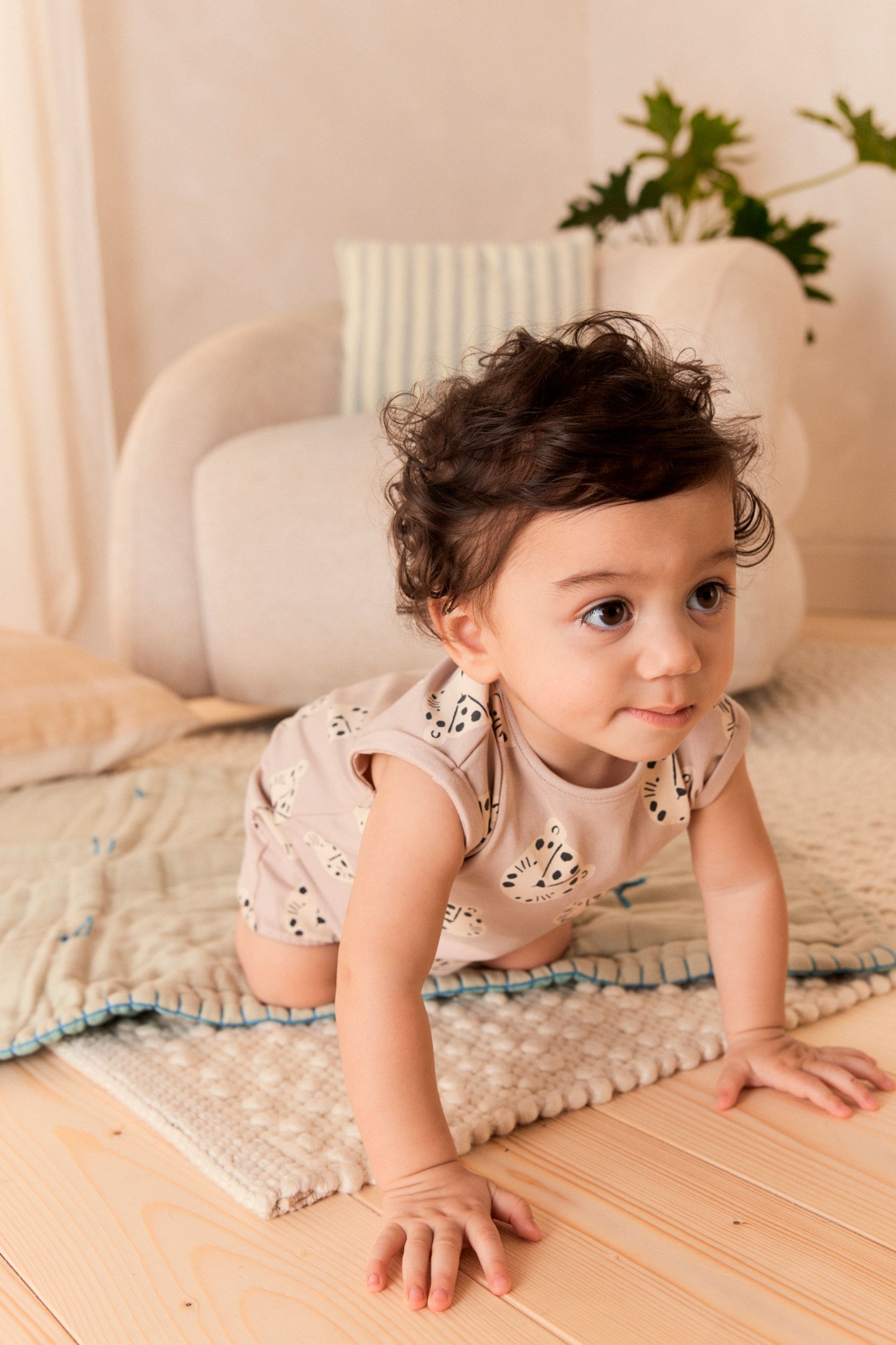 Neutral Cheetah Baby Jersey Romper