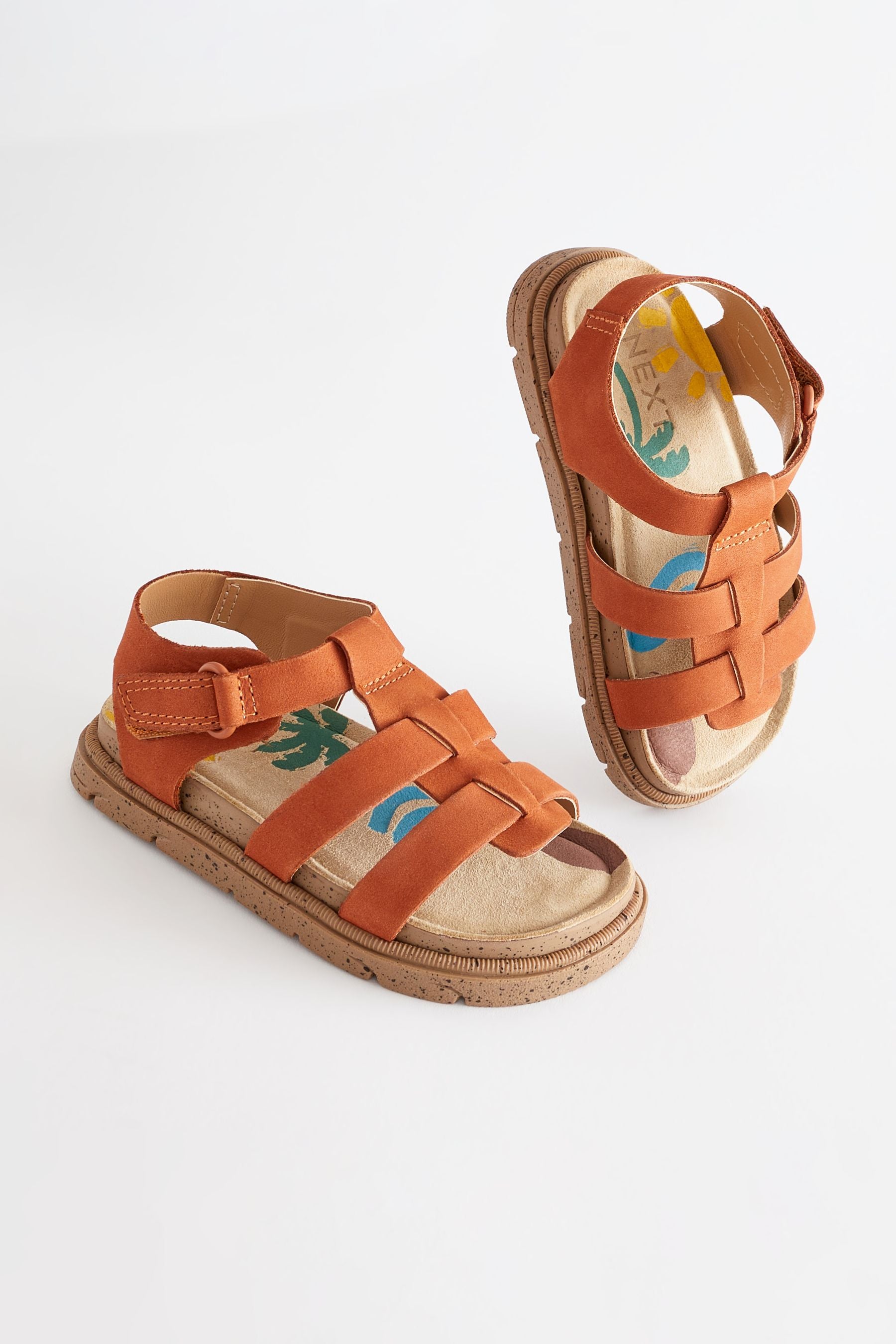 Orange Leather Fisherman Sandals