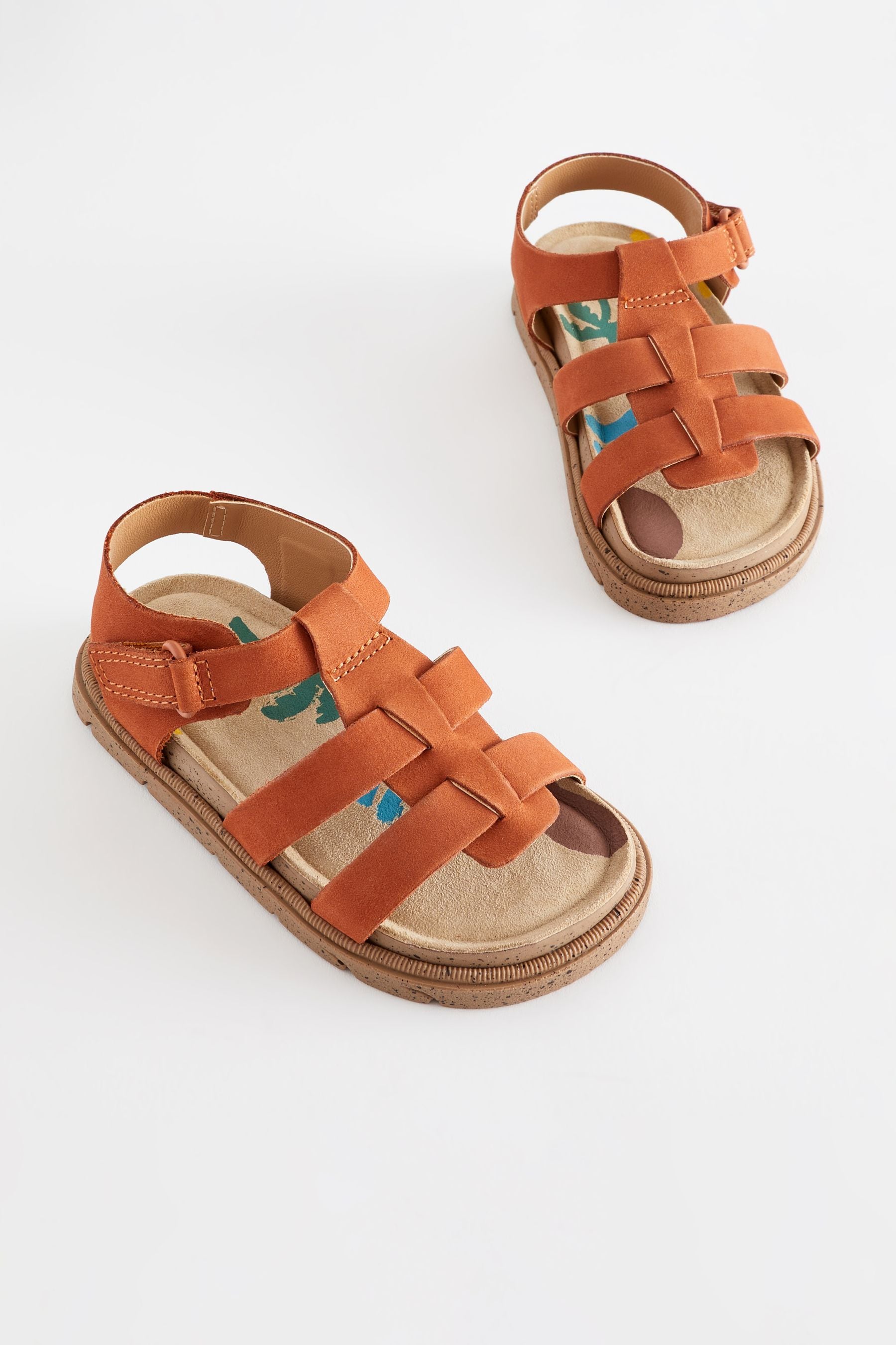 Orange Leather Fisherman Sandals