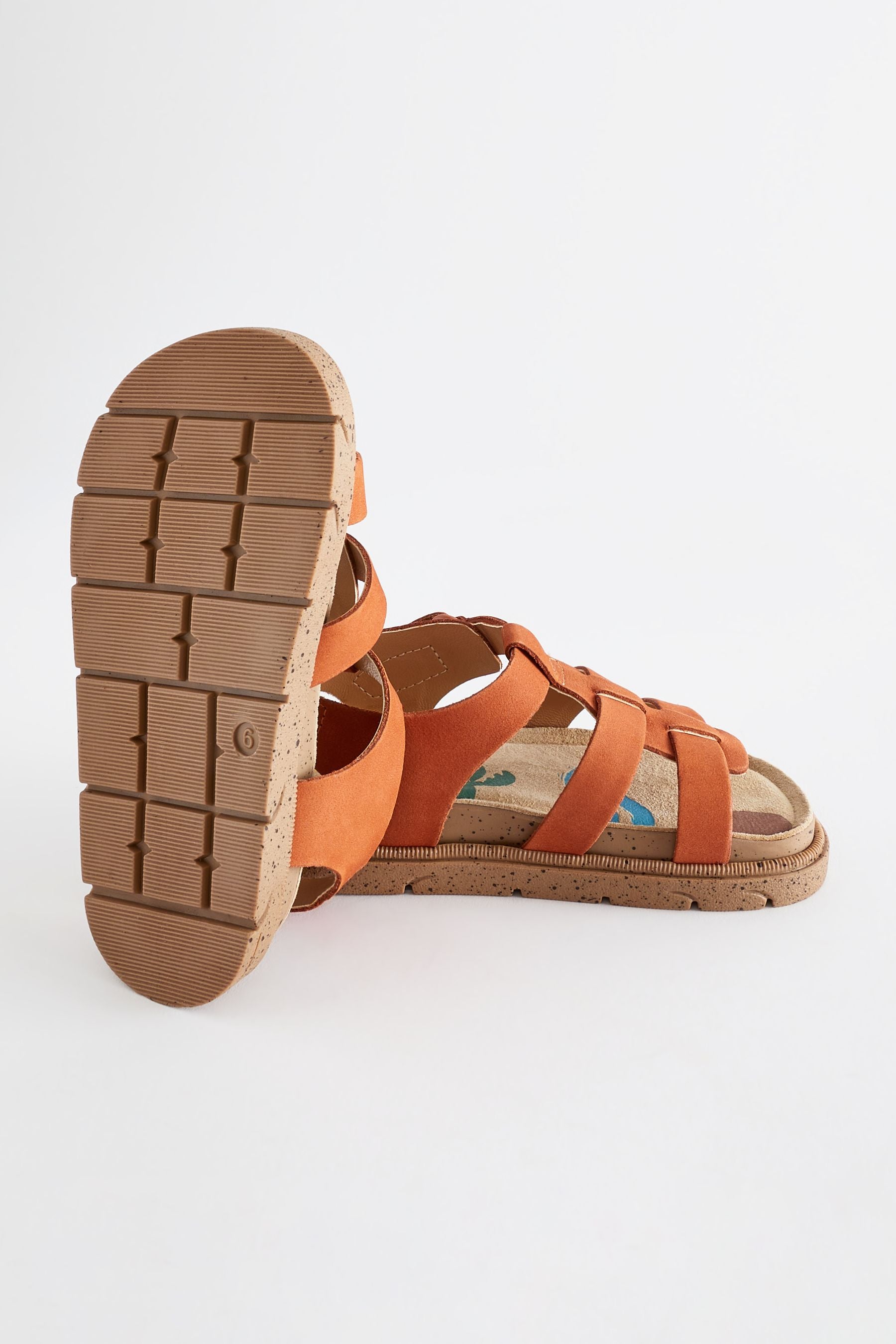 Orange Leather Fisherman Sandals