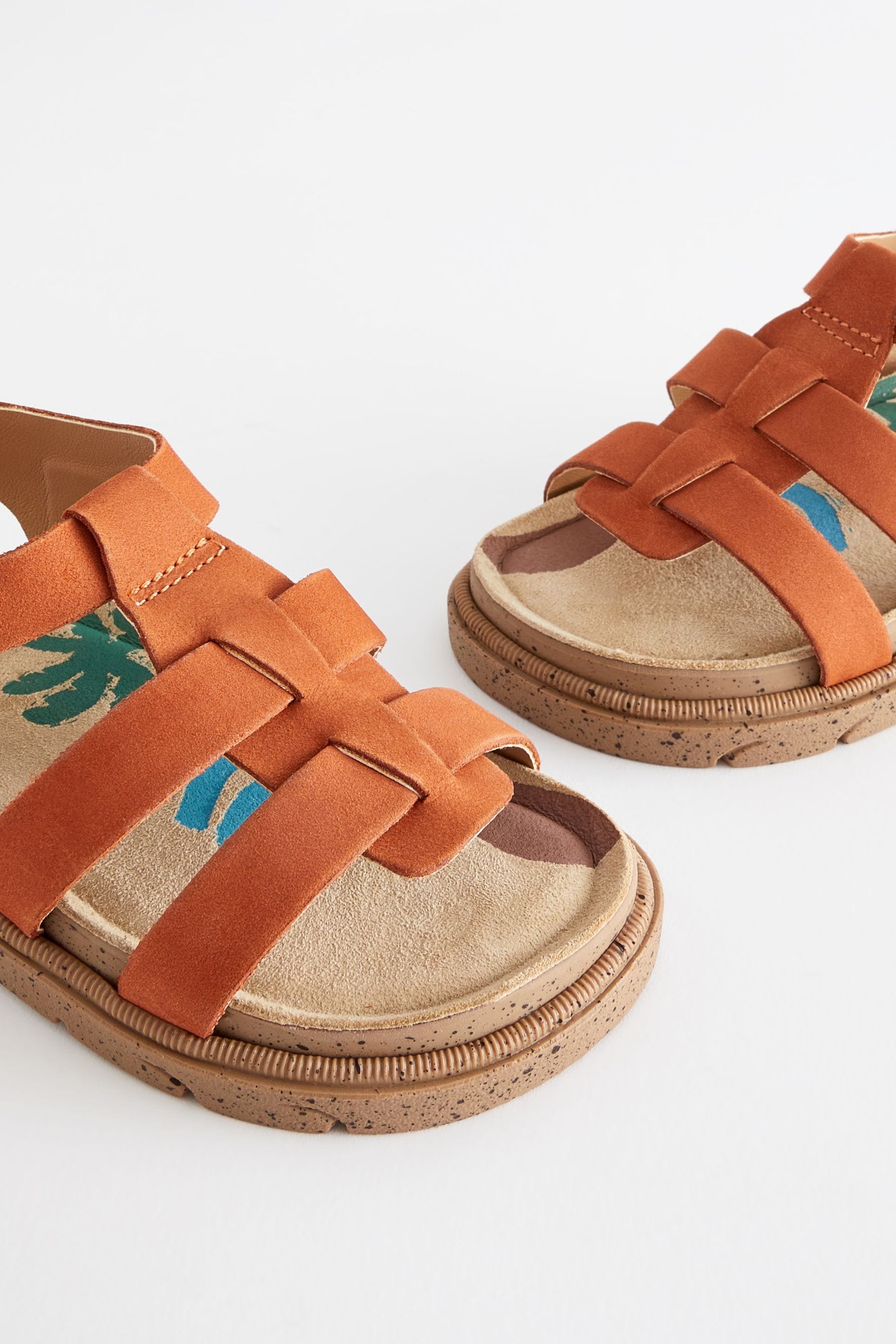 Orange Leather Fisherman Sandals