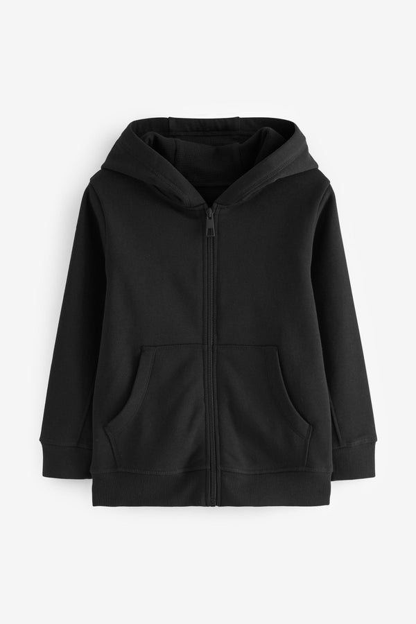 Black Plain Zip Through Hoodie (3-16yrs)