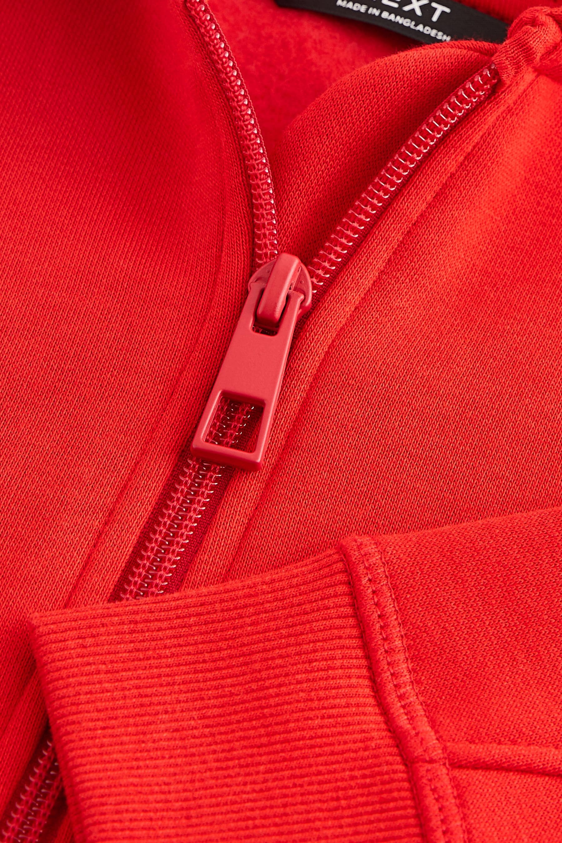 Red Plain Zip Through Hoodie (3-16yrs)