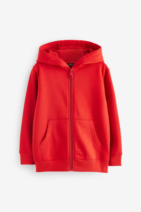 Red Plain Zip Through Hoodie (3-16yrs)