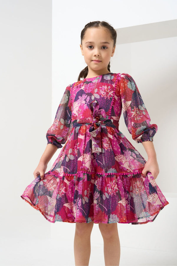 Angel & Rocket Pink Carmen Belted Patchwork Dress