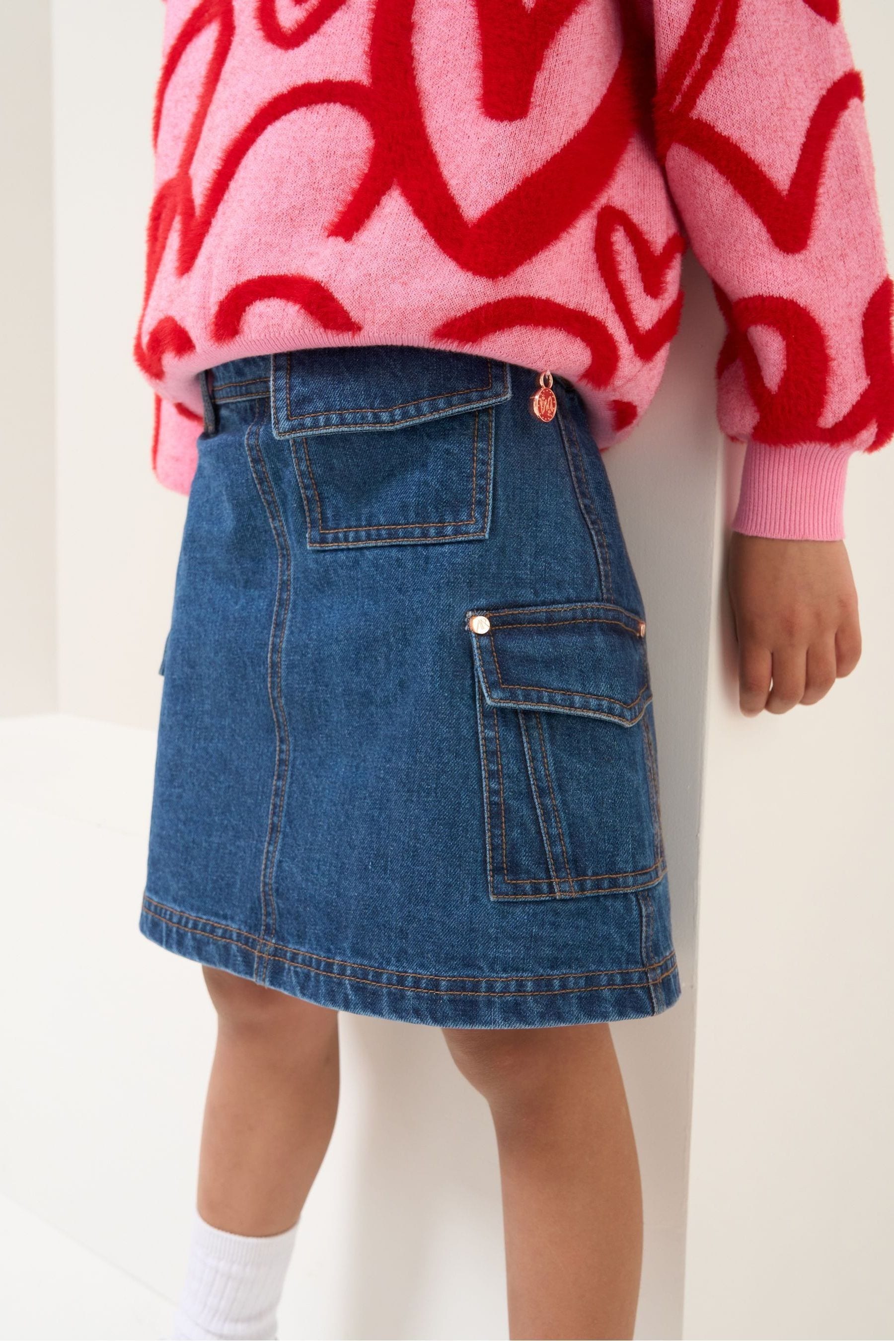 Blue Angel & Rocket Molly Denim Cargo Skirt