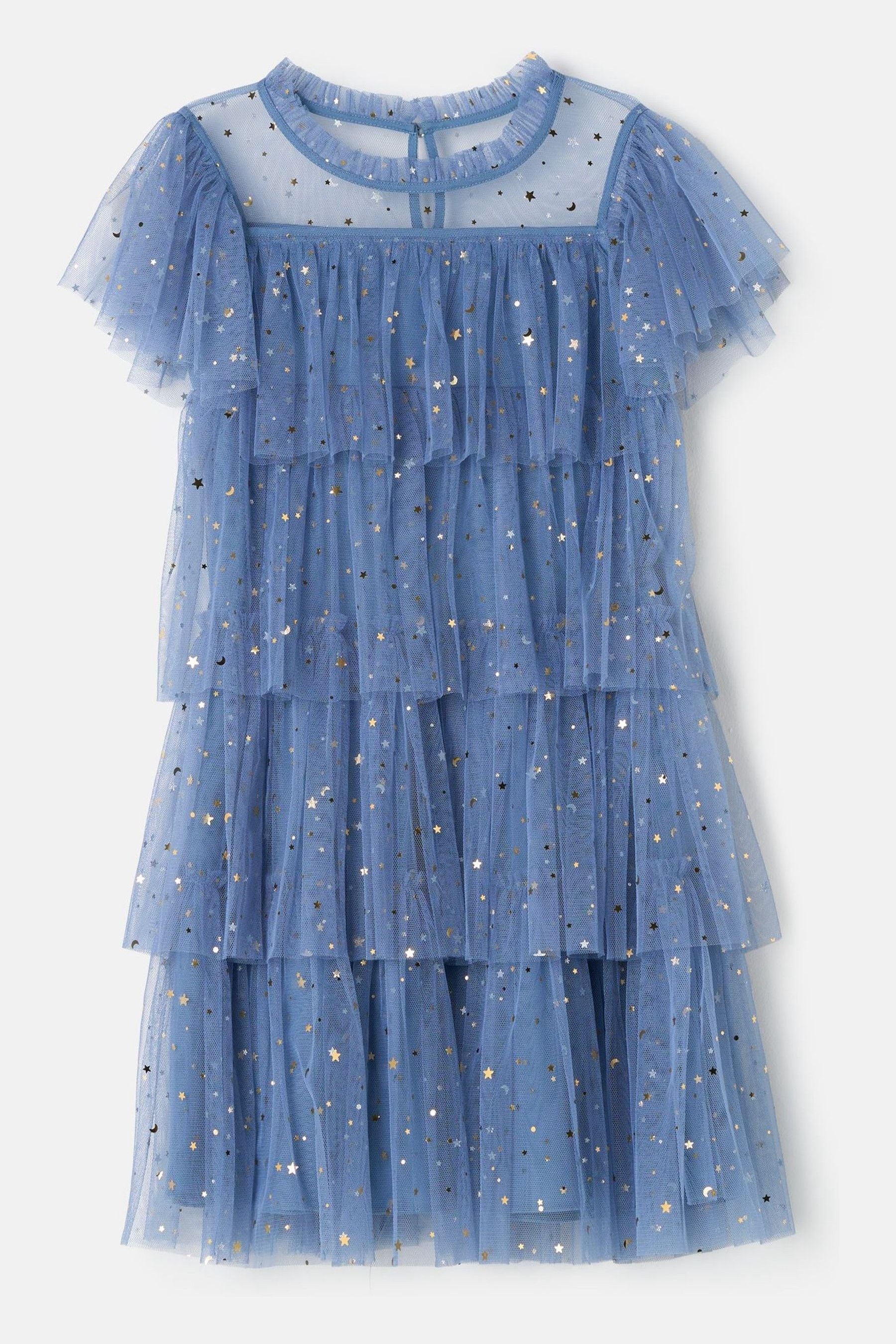 Blue Angel & Rocket Sequin Star Mesh Party Dress