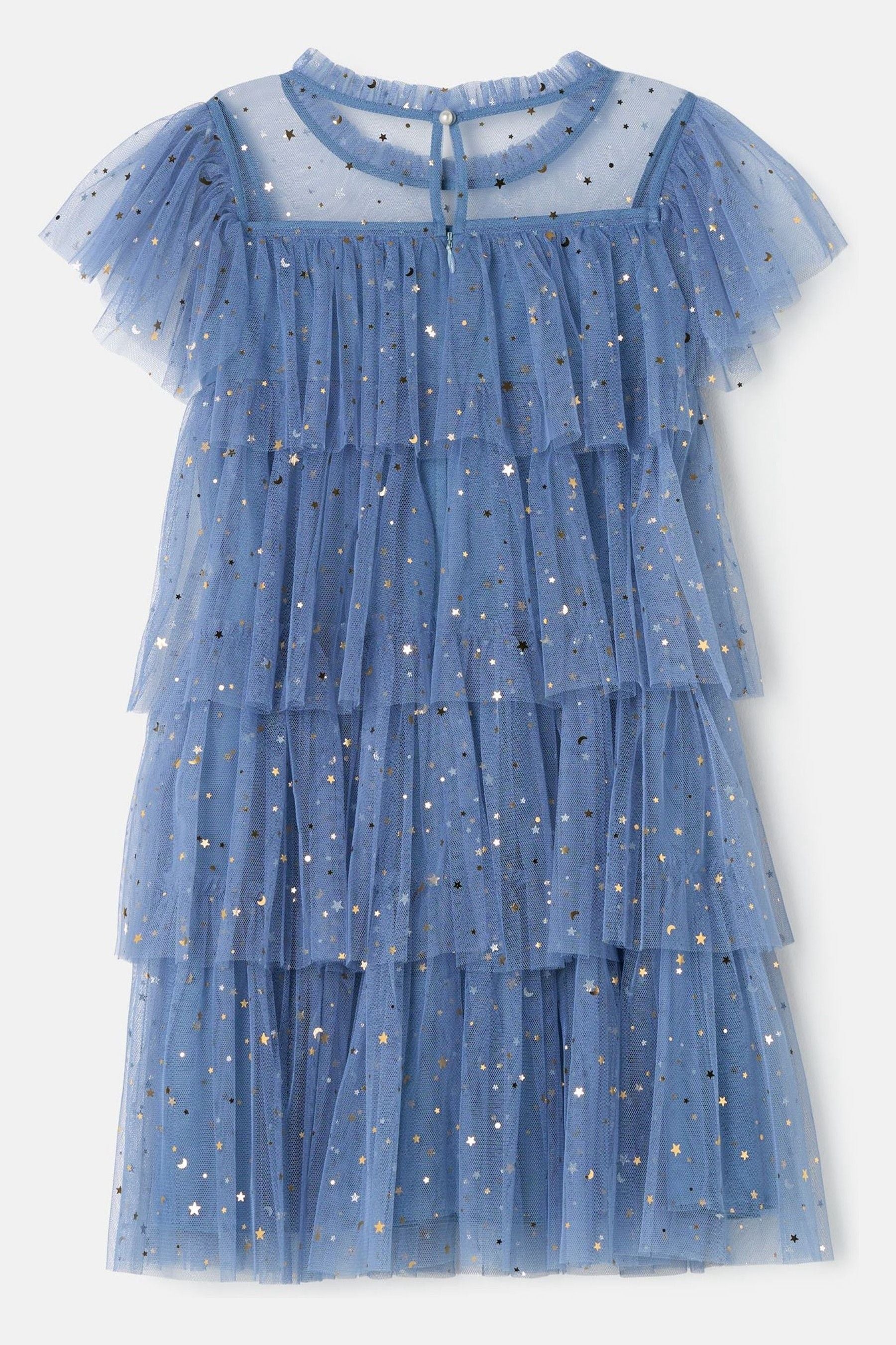 Blue Angel & Rocket Sequin Star Mesh Party Dress