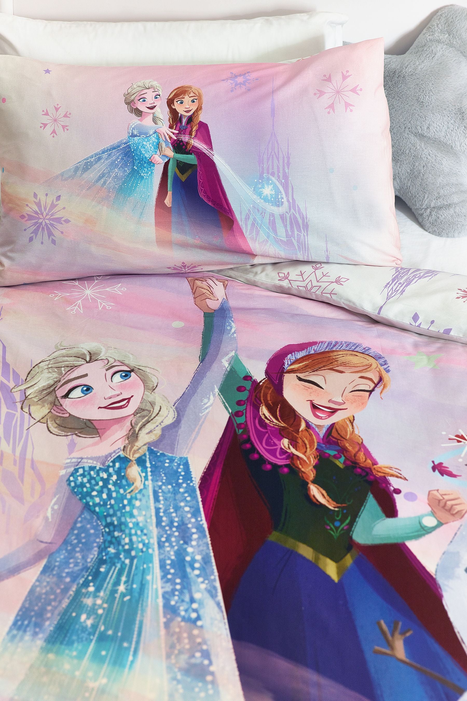 Disney Frozen Pink 100% Cotton Duvet Cover and Pillowcase Set