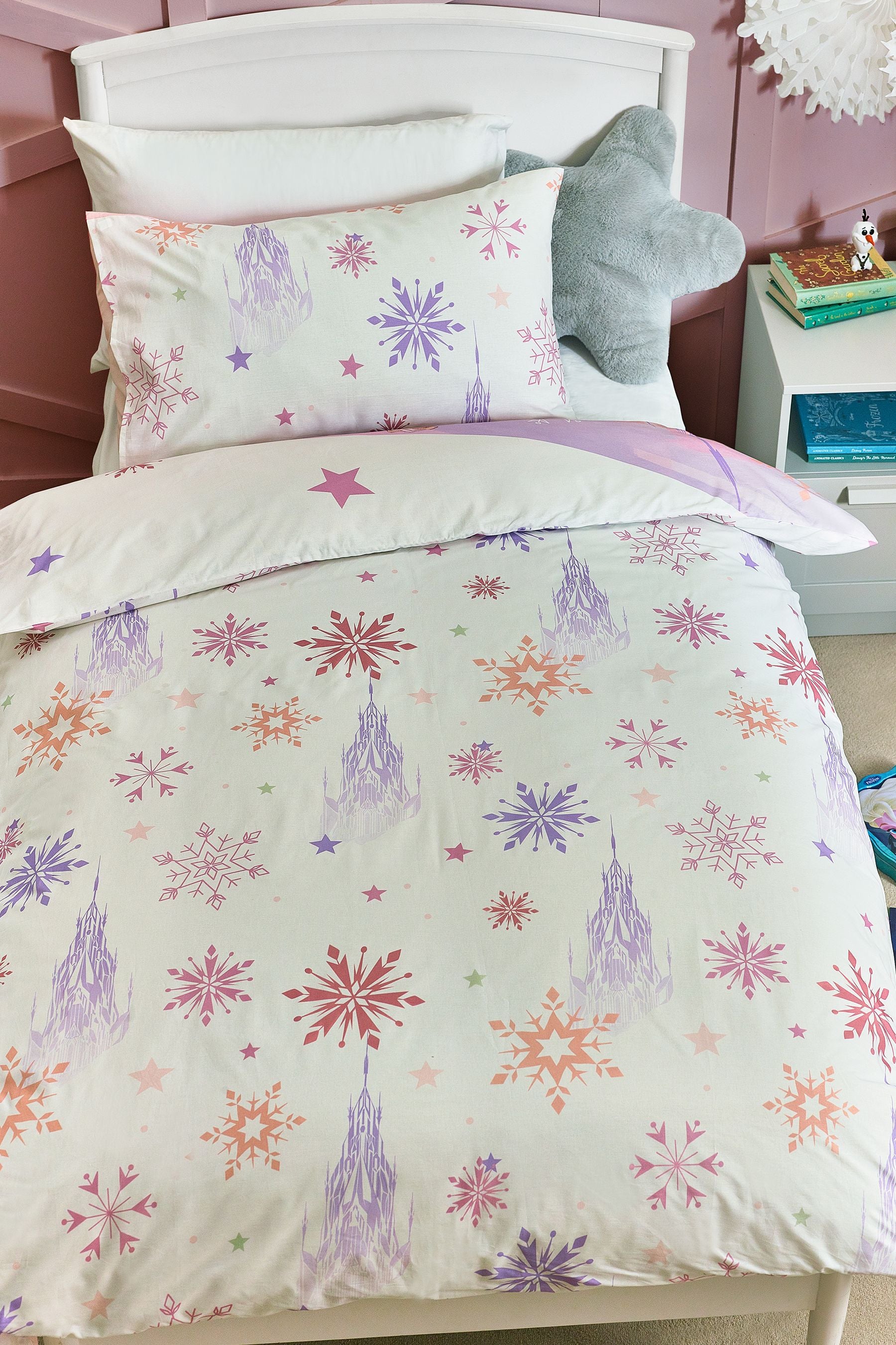 Disney Frozen Pink 100% Cotton Duvet Cover and Pillowcase Set