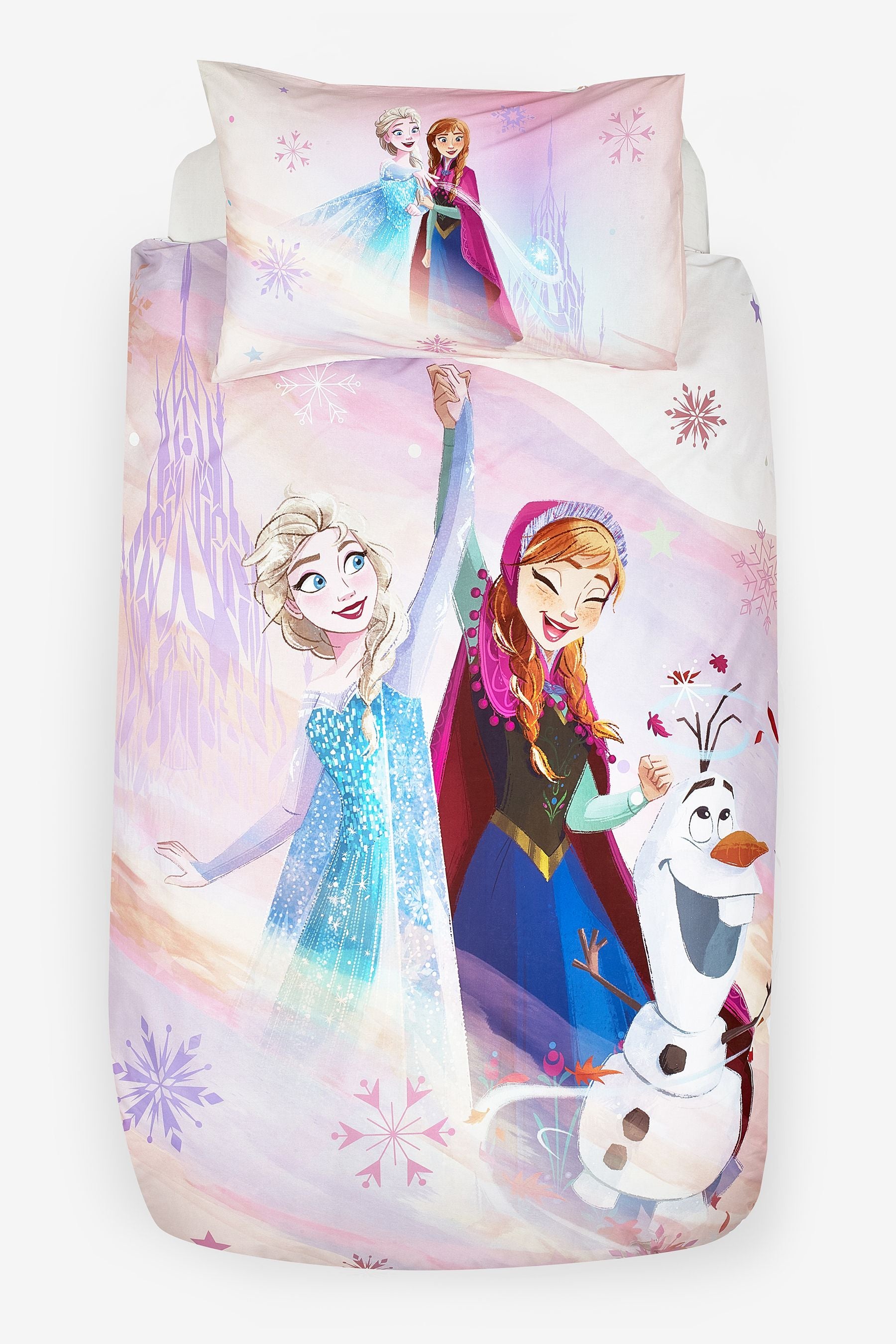 Disney Frozen Pink 100% Cotton Duvet Cover and Pillowcase Set