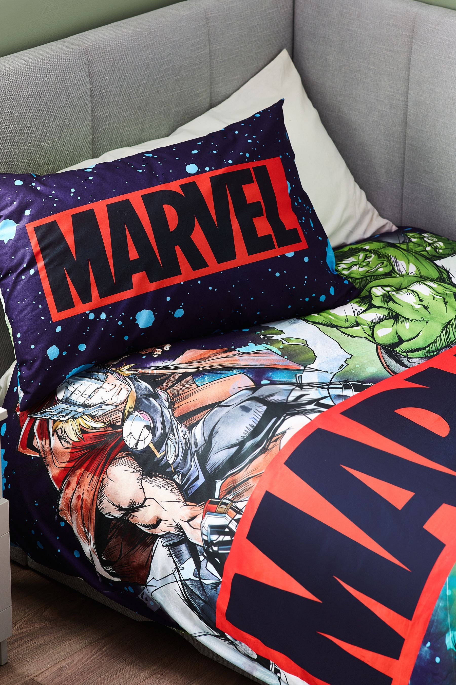 Blue Marvel 100% Cotton Duvet Cover and Pillowcase Set