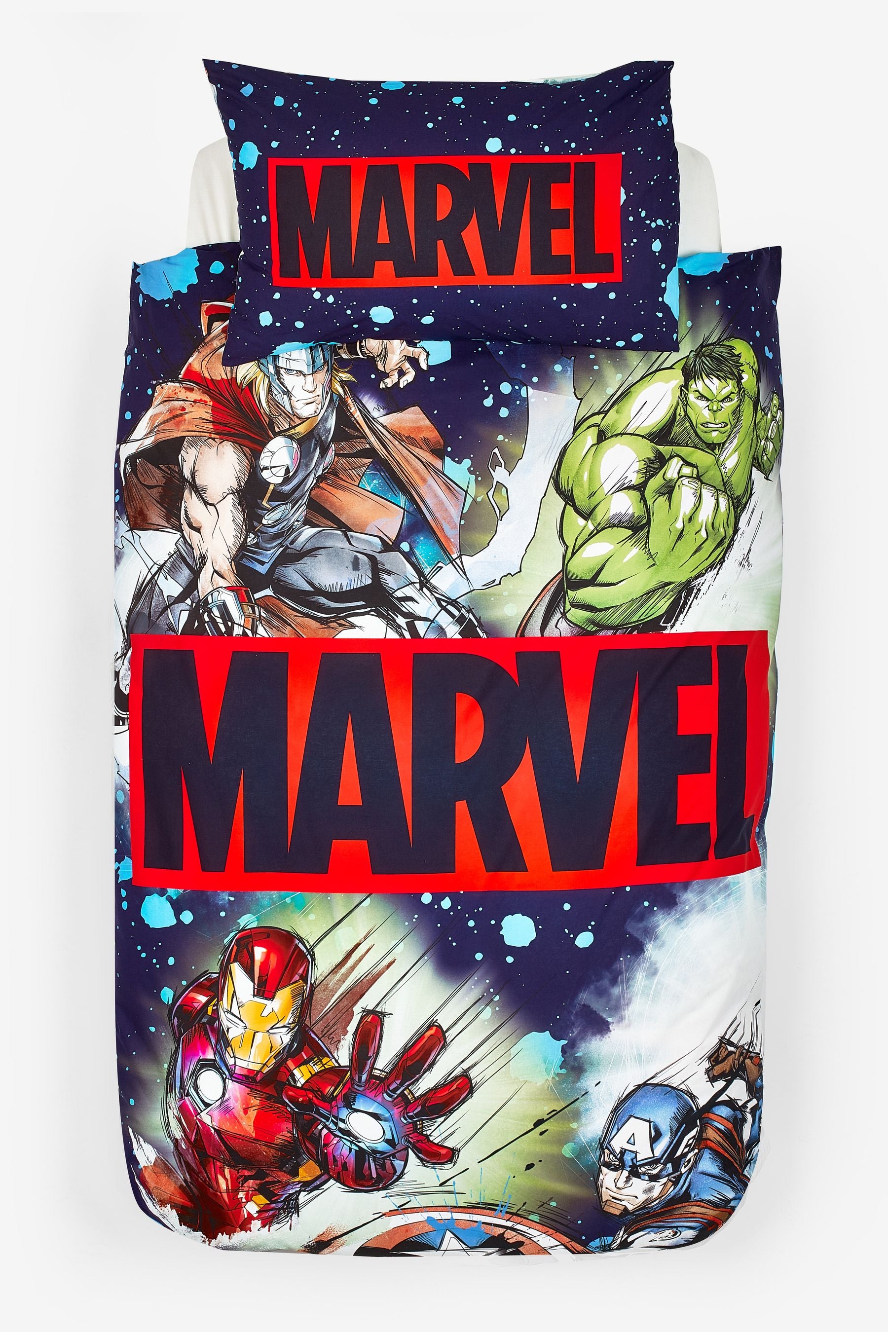 Blue Marvel 100% Cotton Duvet Cover and Pillowcase Set