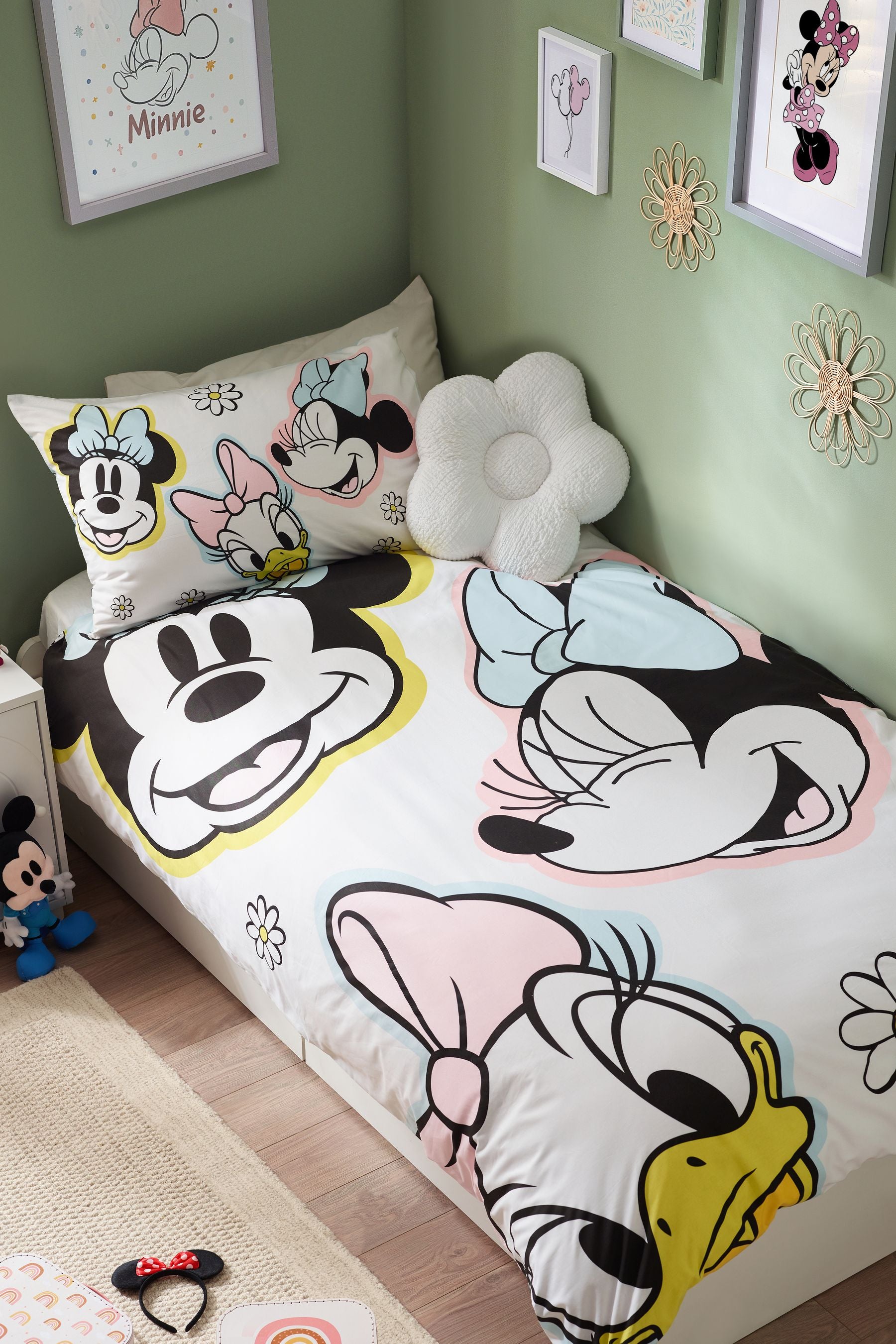 White Disney Minnie Mouse 100% Cotton Duvet Cover and Pillowcase Set