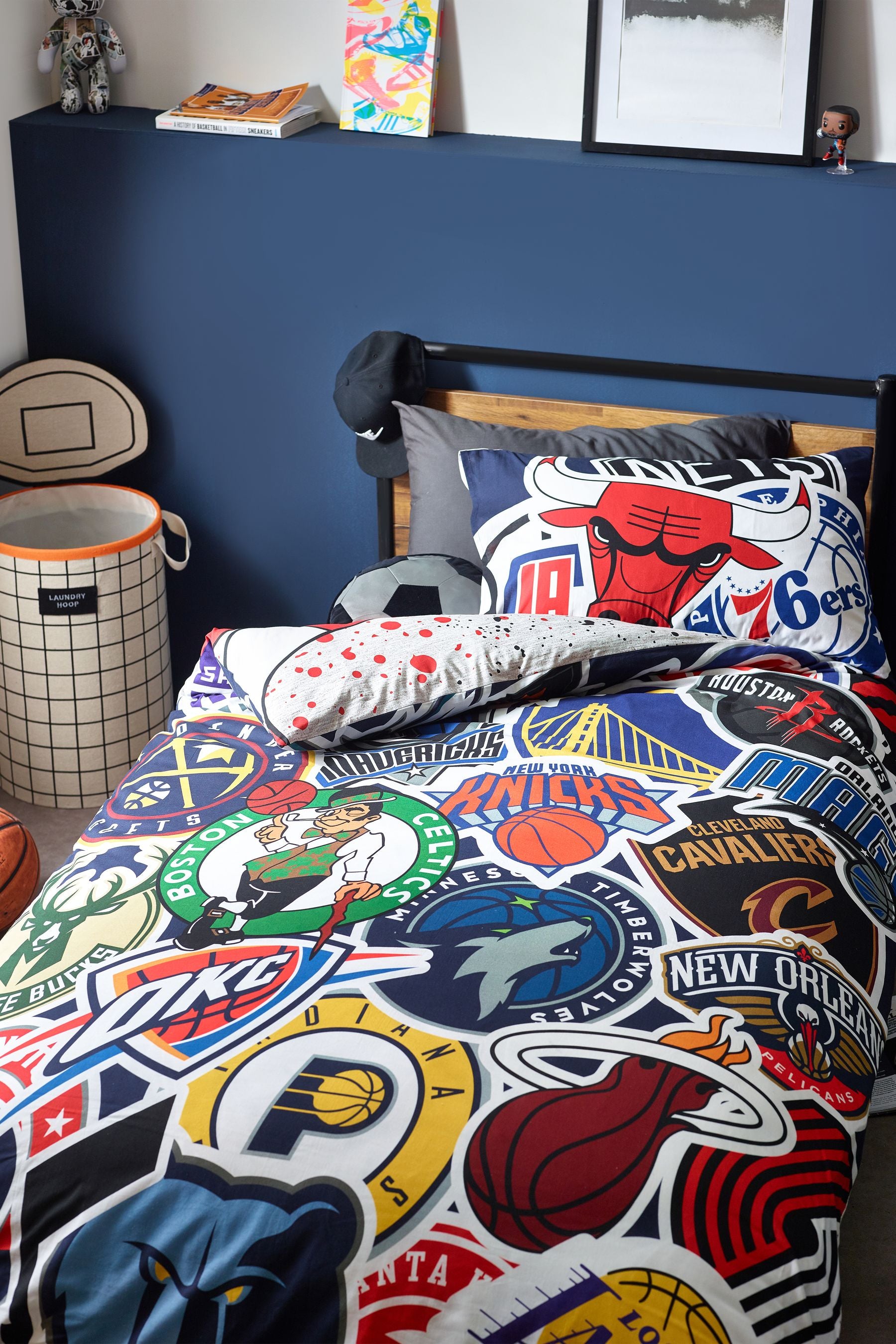 Multi NBA 100% Cotton Duvet Cover and Pillowcase Set