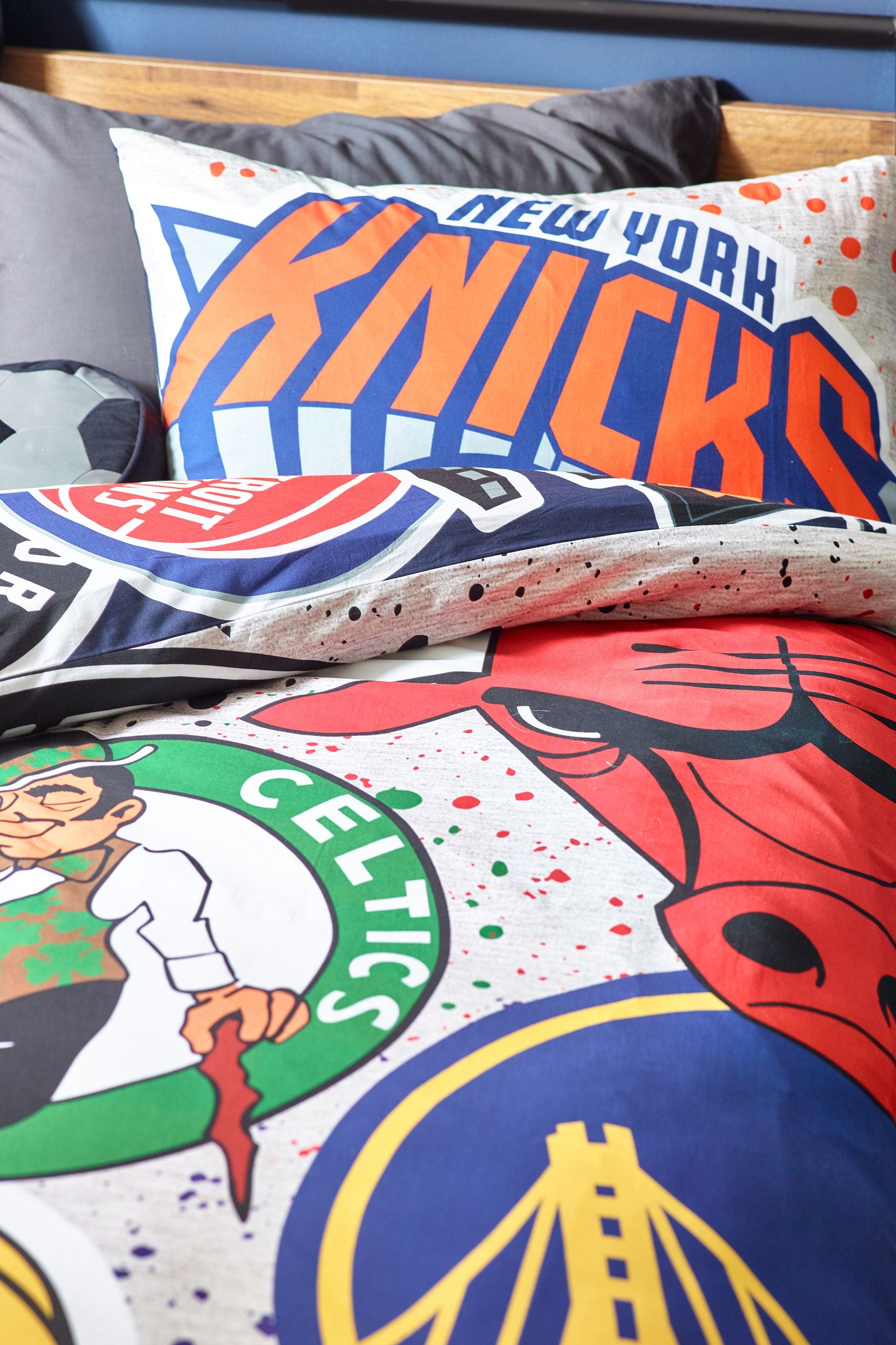 Multi NBA 100% Cotton Duvet Cover and Pillowcase Set