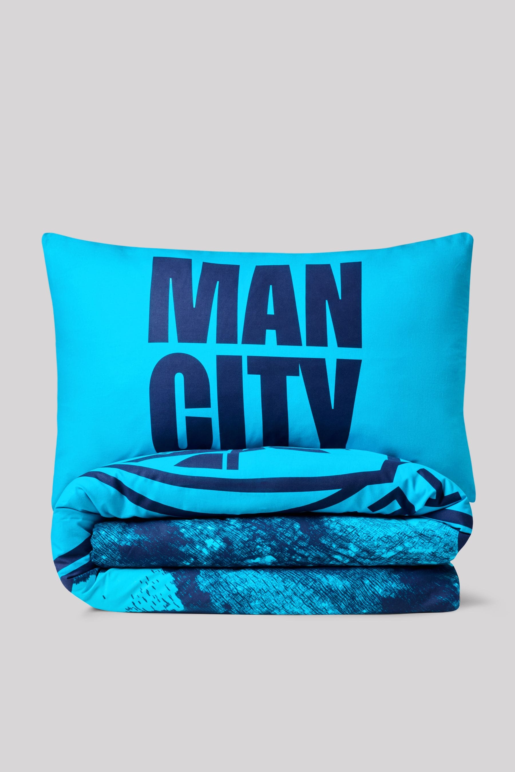 Blue Manchester City 100% Cotton Duvet Cover and Pillowcase Set