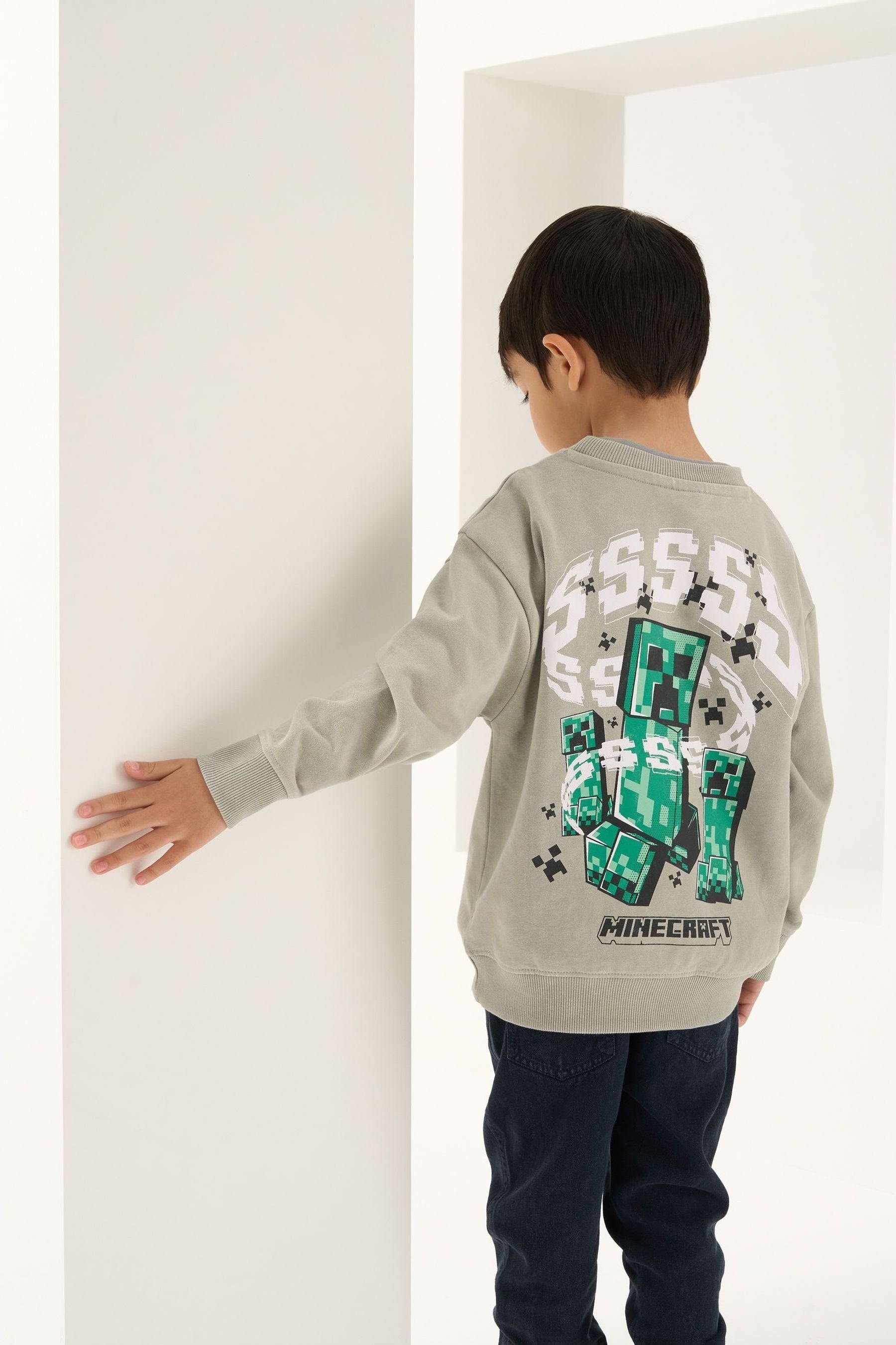 Grey Angel & Rocket Minecraft Sweat Top